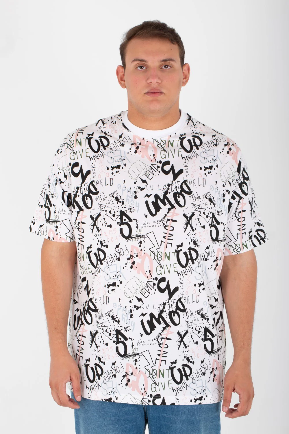 Men's Big Size Full Print T-shirt With Round Neck And Short Sleeves - Image 6