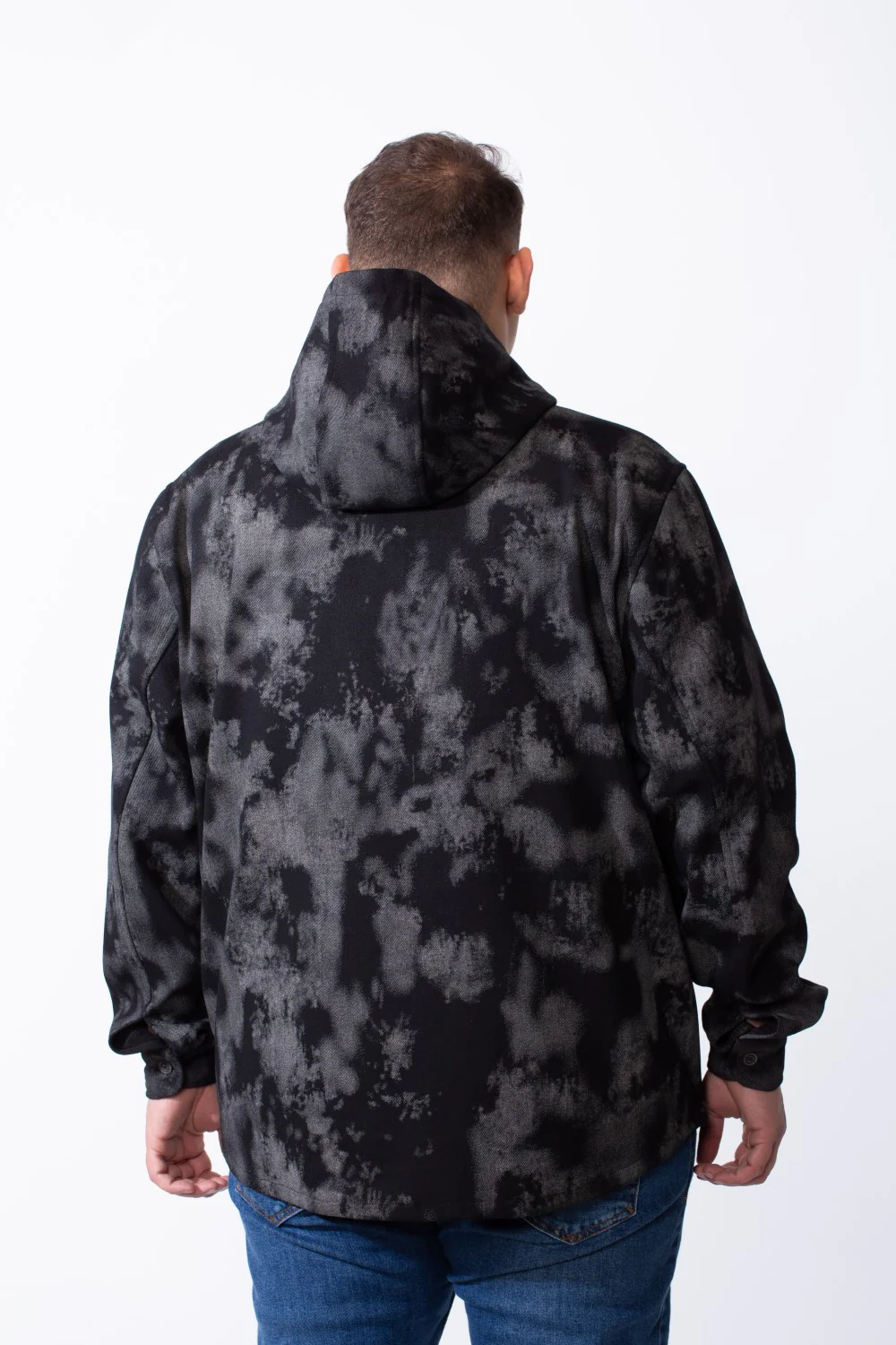 Men's Big Size Full Zip All Over Acid Wash Tie Dye Pattern Side Pockets Hooded Moder0n Streetwear Look Tomato Store Jacket - Image 2