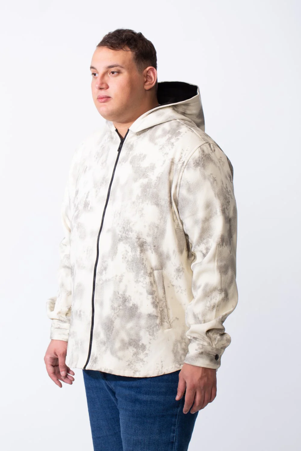 Men's Big Size Full Zip All Over Acid Wash Tie Dye Pattern Side Pockets Hooded Moder0n Streetwear Look Tomato Store Jacket - Image 8