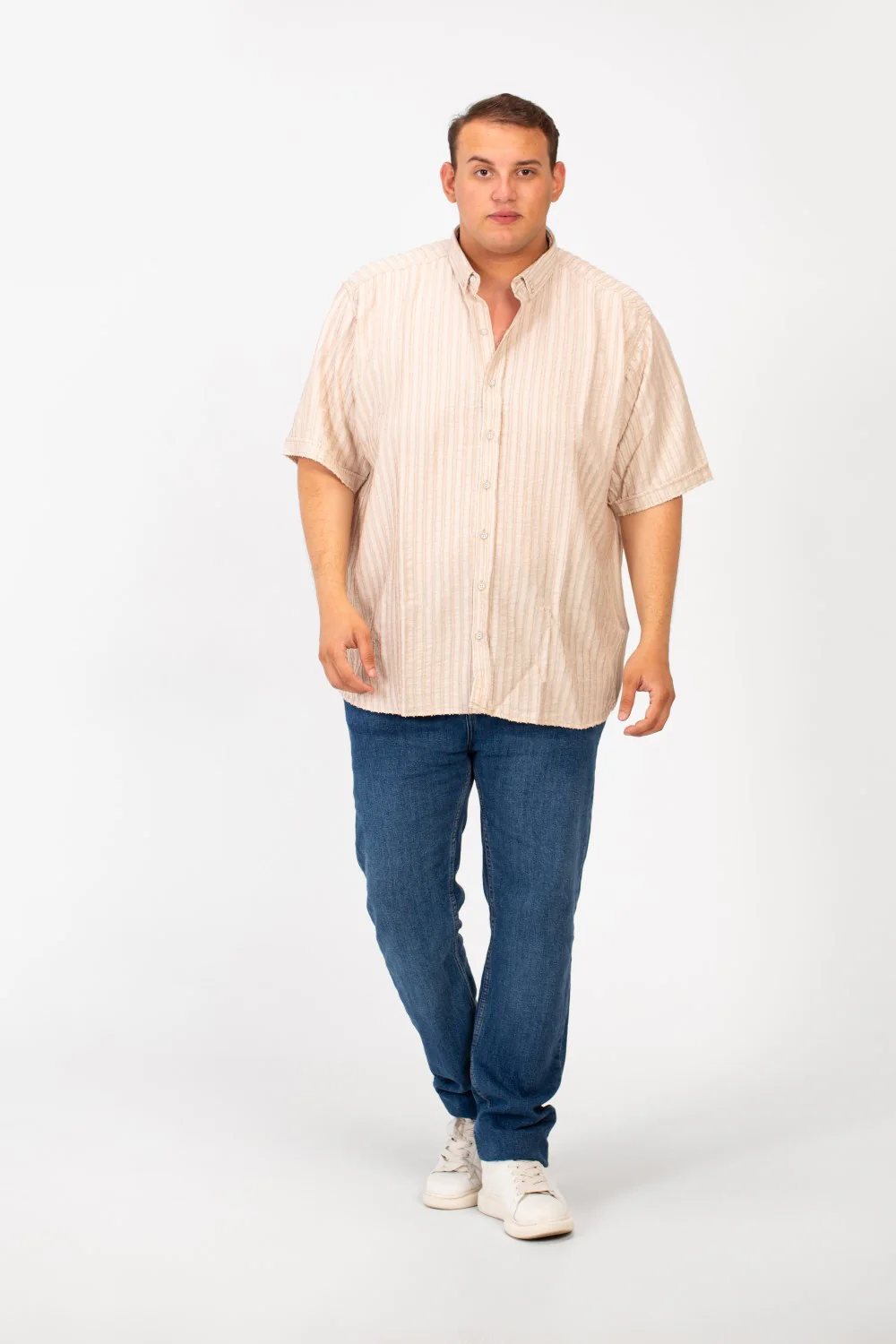 Men's Big Size Half Sleeve Striped Breathable Shirt - Image 4