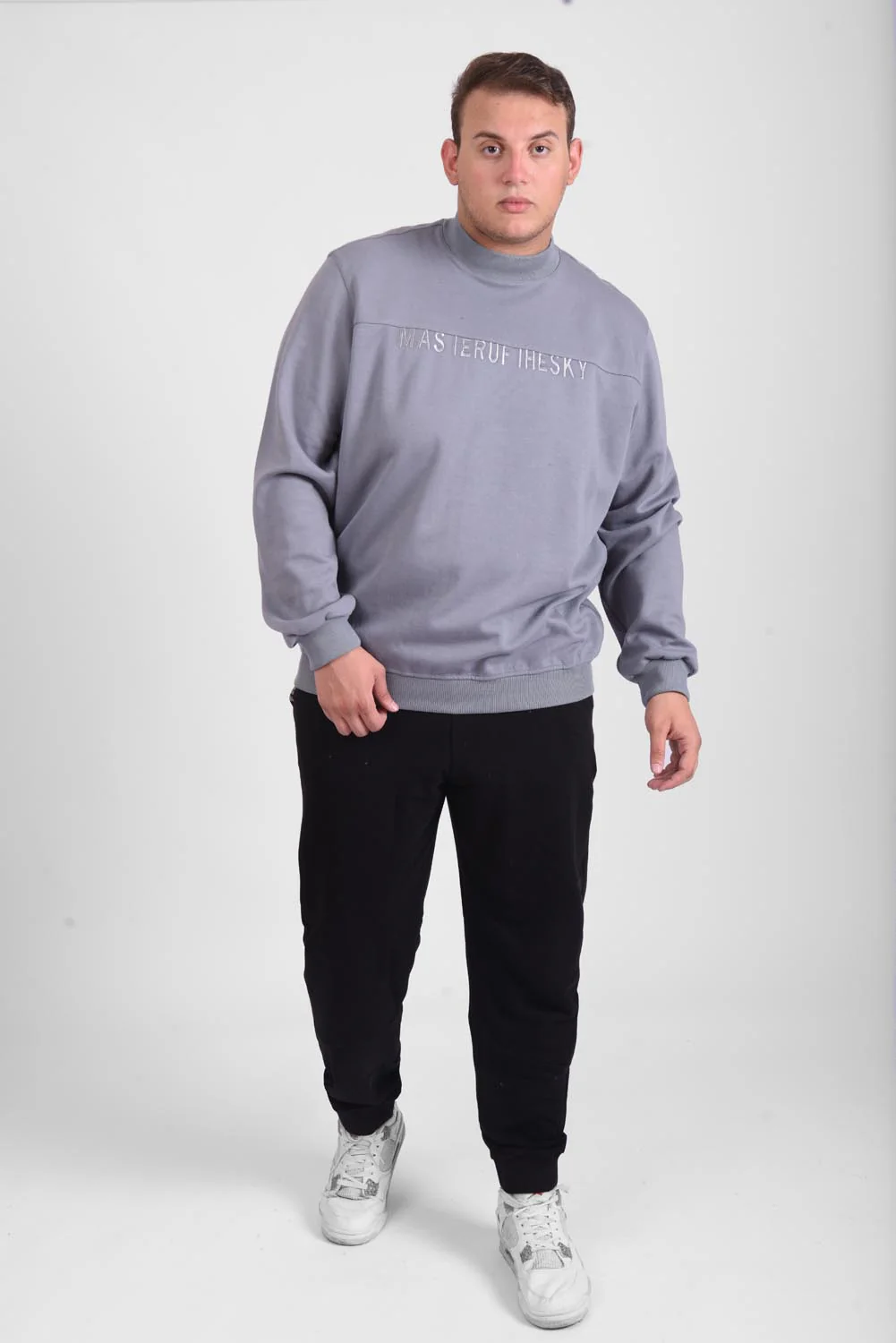 Men's Big Size High Neck Regular Fit Soft Melton Front Printed Padded Sweatshirt - Image 6