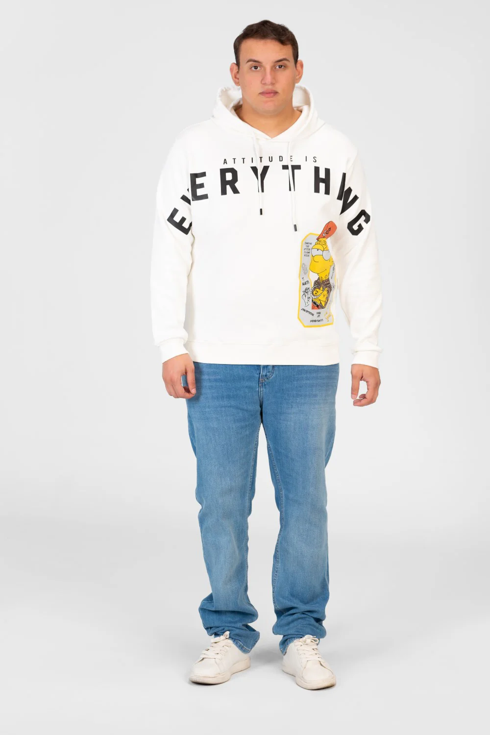 Men's Big Size Hood Sweatshirt With Front Print - Image 12