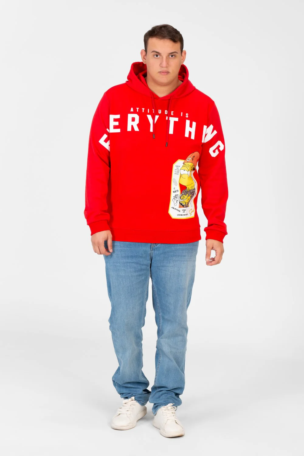 Men's Big Size Hood Sweatshirt With Front Print - Image 8