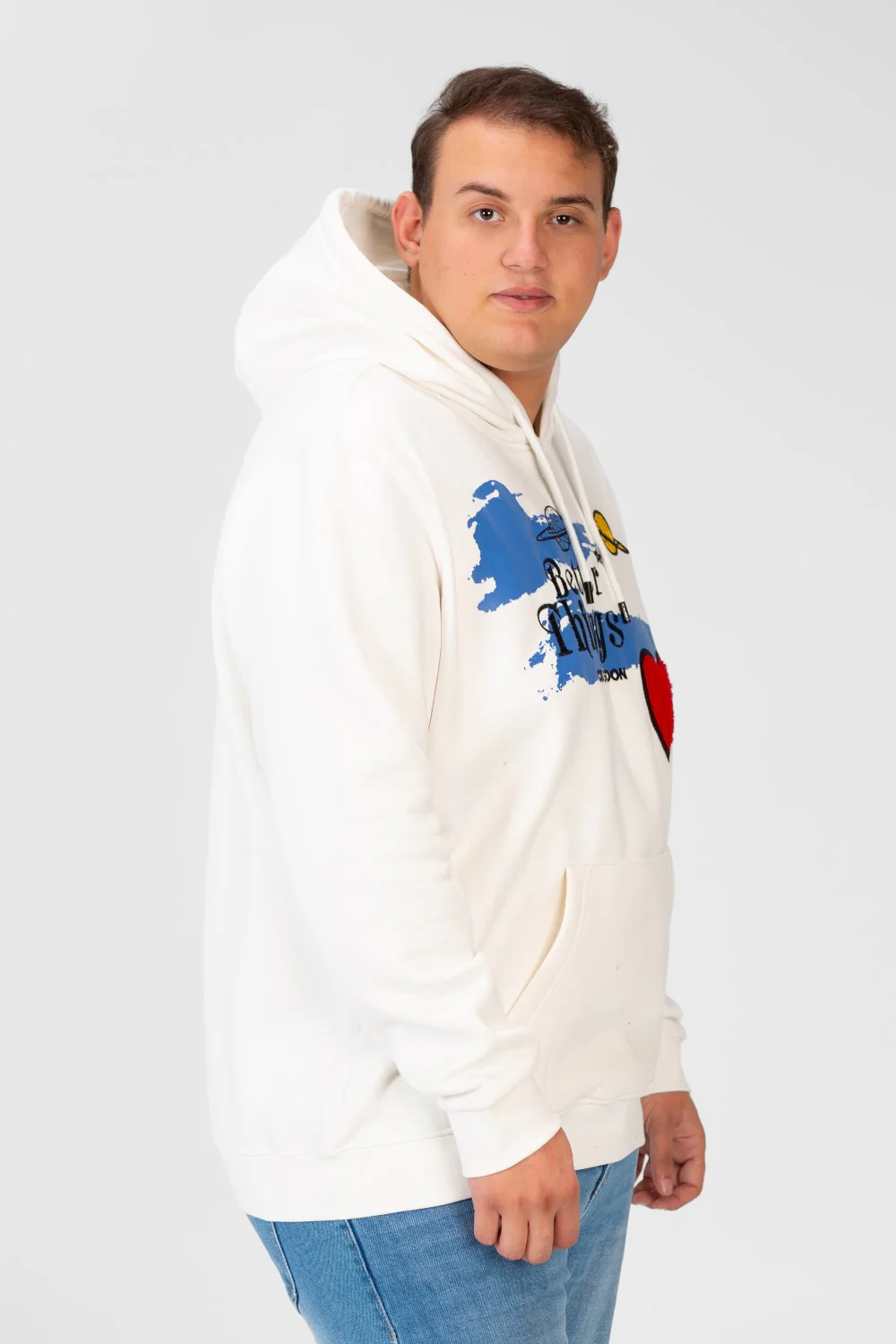 Men's Big Size Hoodie Sweatshirt With Front Print And Long Sleeves - Image 11