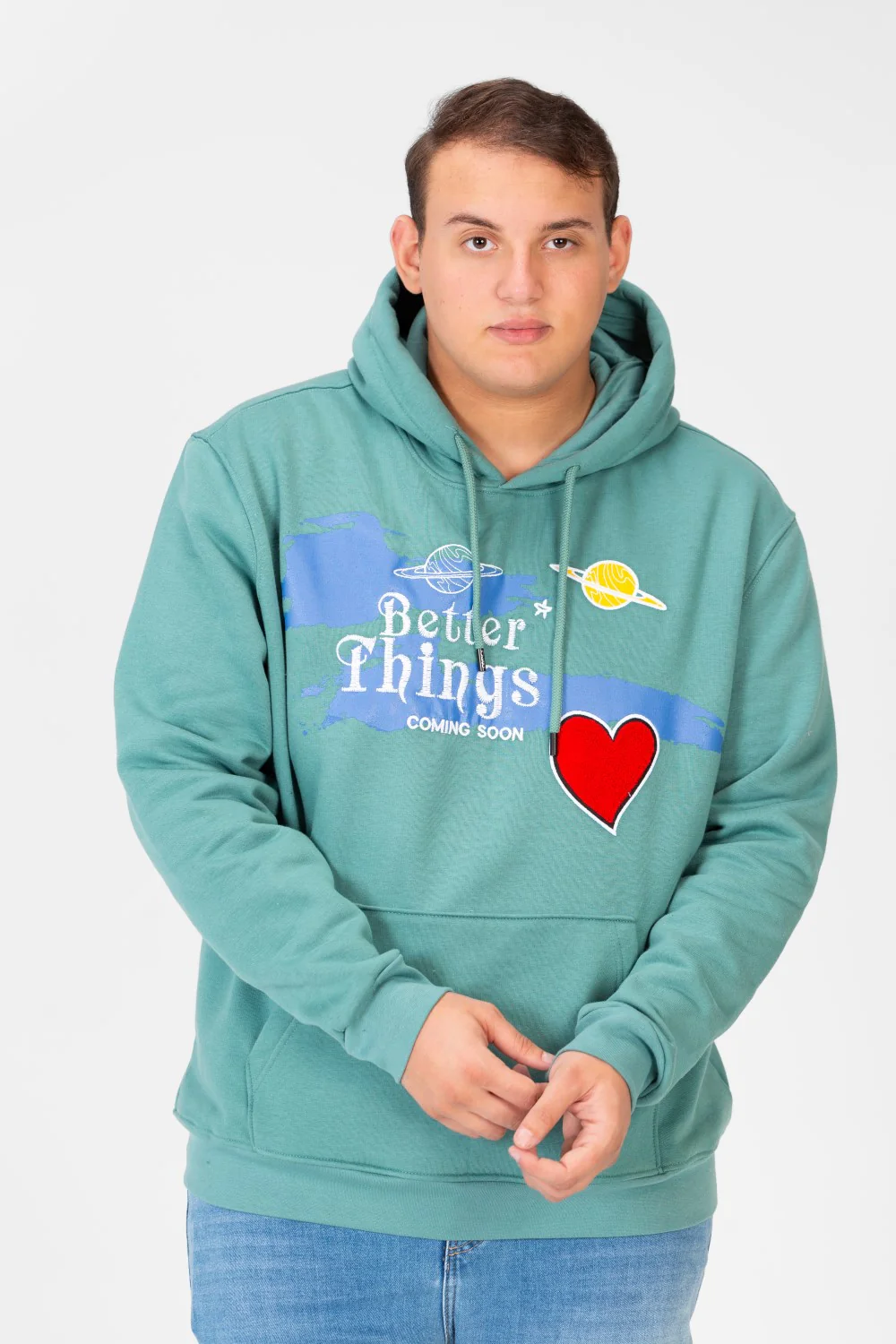 Men's Big Size Hoodie Sweatshirt With Front Print And Long Sleeves - Image 5