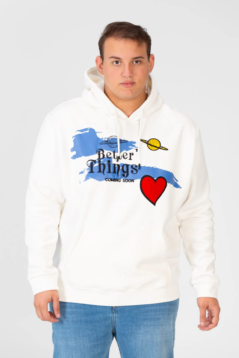 Men's Big Size Hoodie Sweatshirt With Front Print And Long Sleeves - Image 9