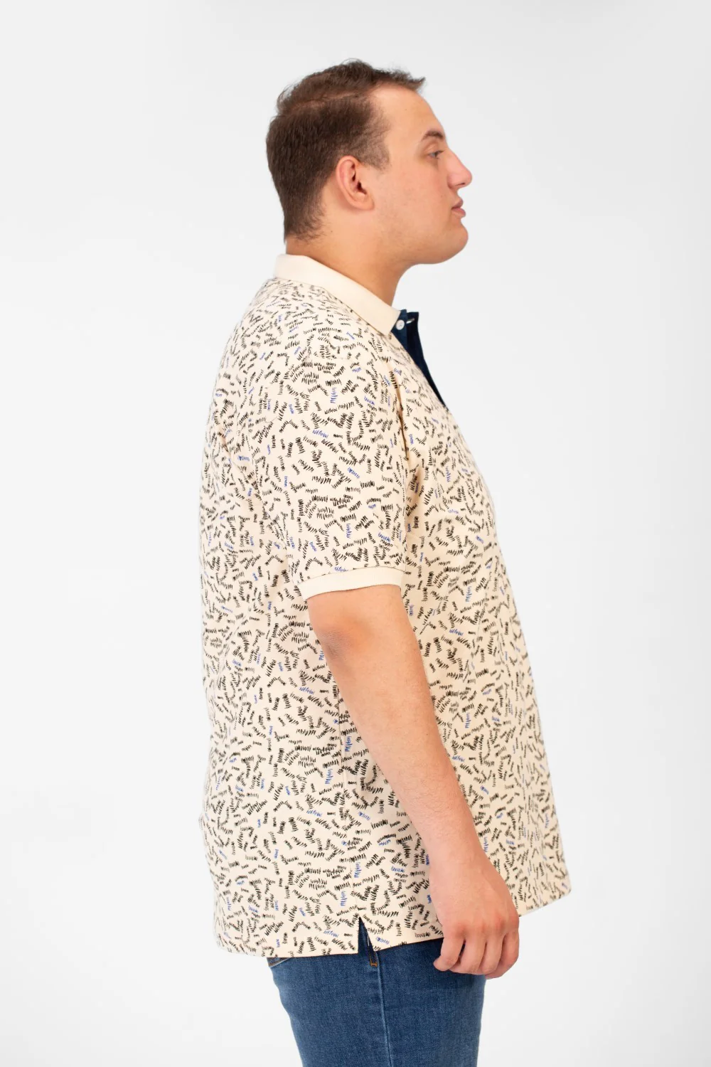 Men's Big Size Jakar Polo T-Shirt With Full Print And Half Sleeves - Image 3