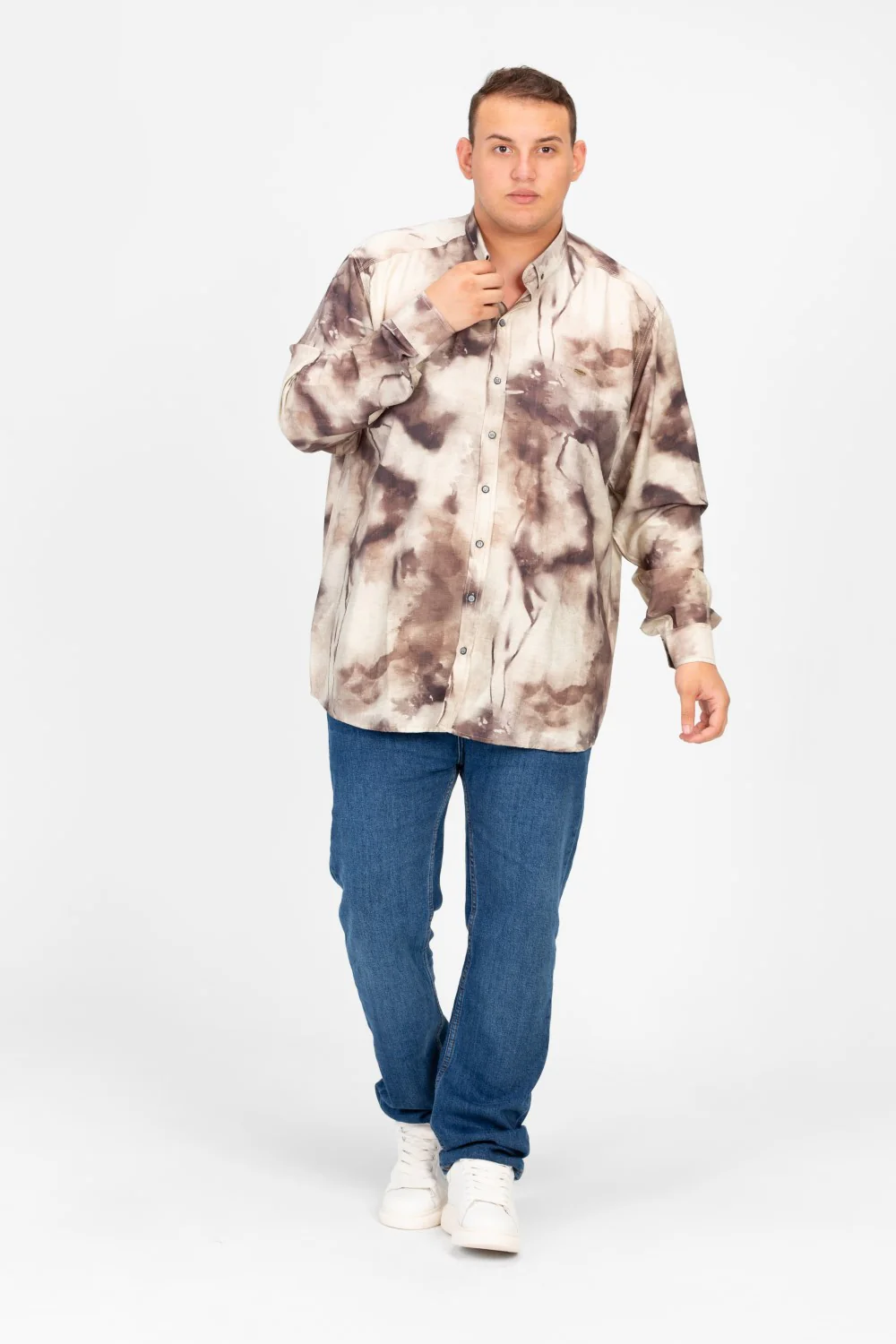 Men's Big Size Jakar Printed Long Sleeve Shirt - Image 4