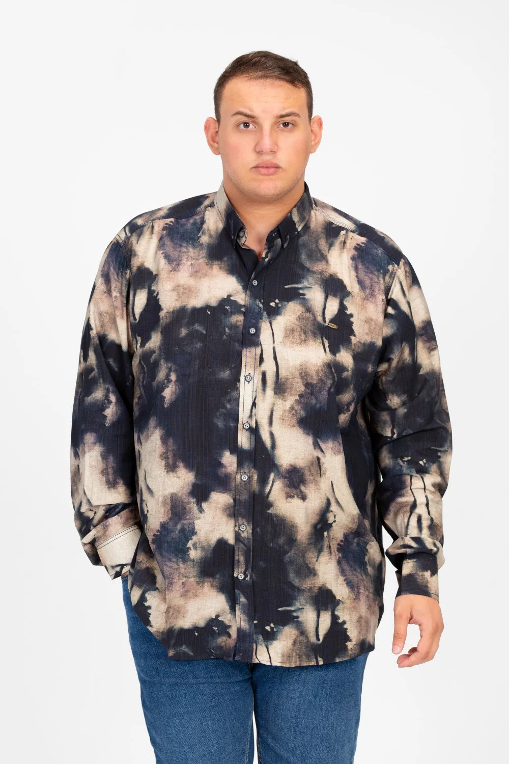 Men's Big Size Jakar Printed Long Sleeve Shirt - Image 5