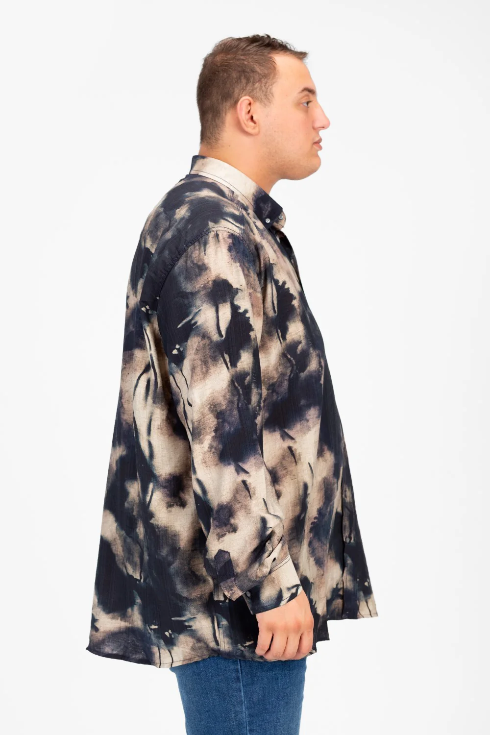 Men's Big Size Jakar Printed Long Sleeve Shirt - Image 7