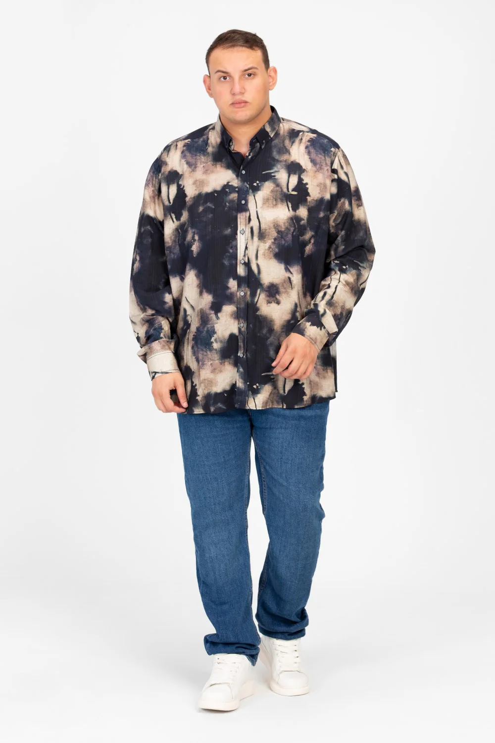 Men's Big Size Jakar Printed Long Sleeve Shirt - Image 8