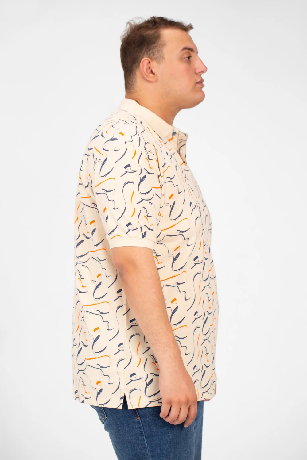 Men's Big Size Jakar Short Sleeves Polo T-Shirt With All Over Print - Image 3