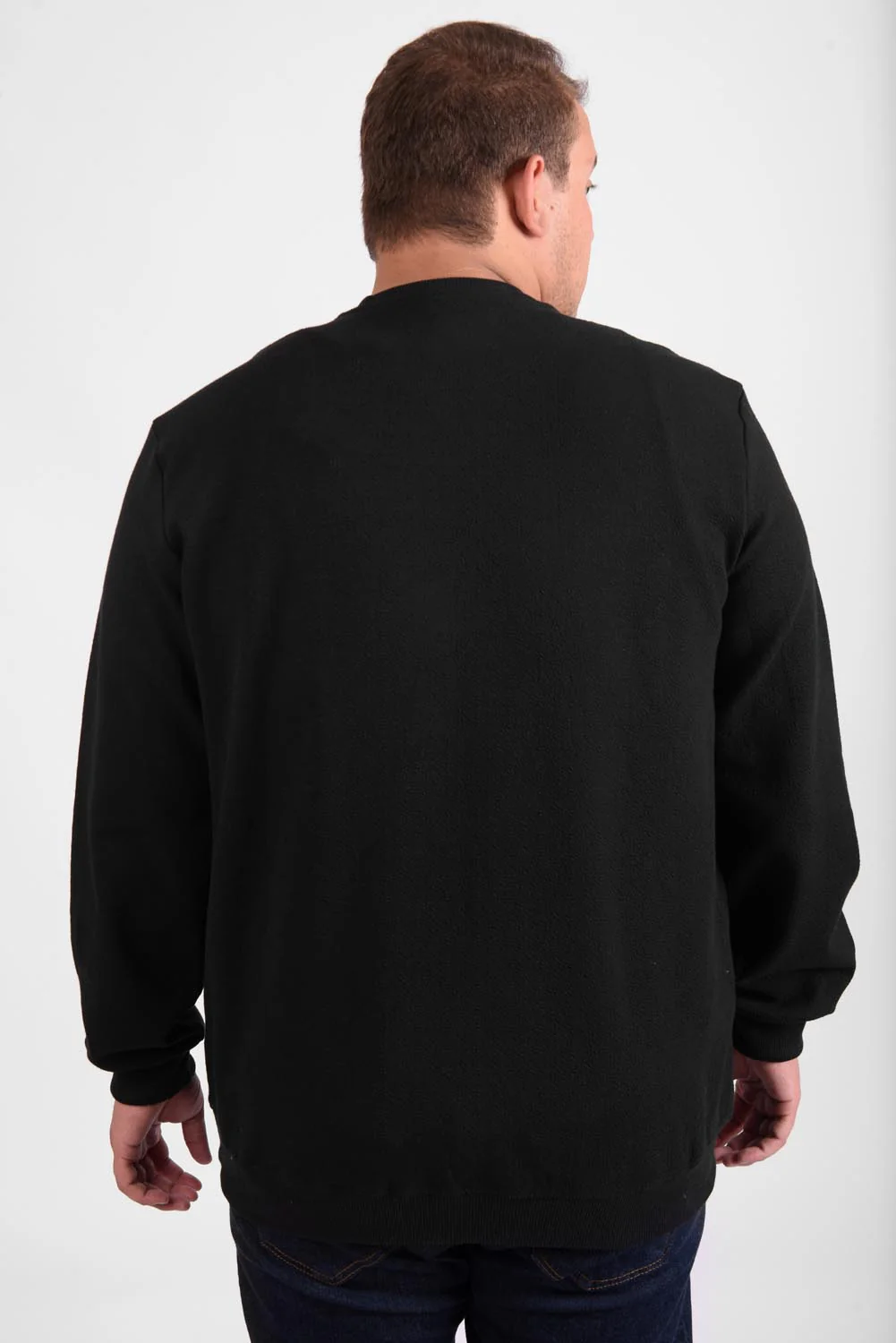 Men's Big Size Long Sleeve Rounded Neck Front Chest Printed Padded Melton Sweatshirt - Image 5