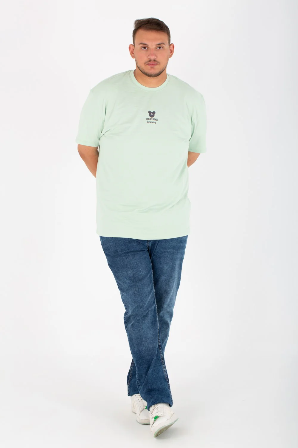 Mens Big Size Lycra T-Shirt With Round Neck And Front & Back Print - Image 4