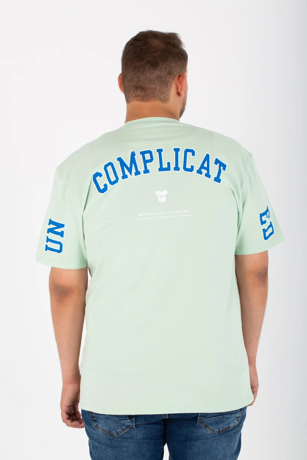 Mens Big Size Lycra T-Shirt With Round Neck And Front & Back Print - Image 5