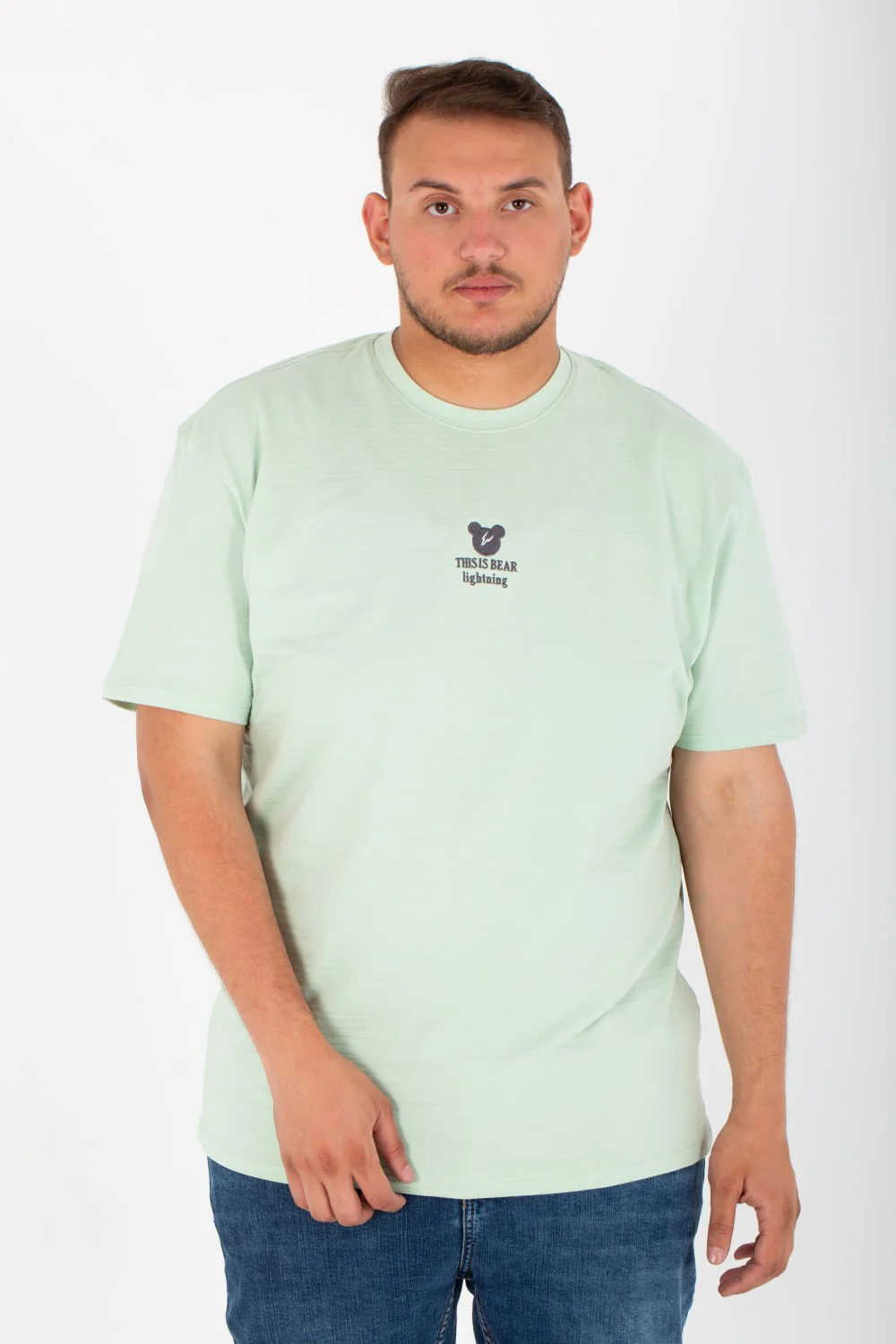 Mens Big Size Lycra T-Shirt With Round Neck And Front & Back Print - Image 6