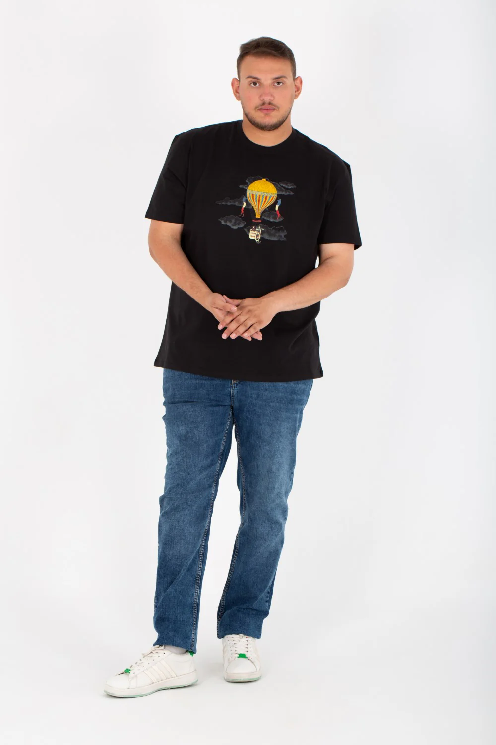 Mens Big Size Lycra T-Shirt With Round Neck And Front Print - Image 3