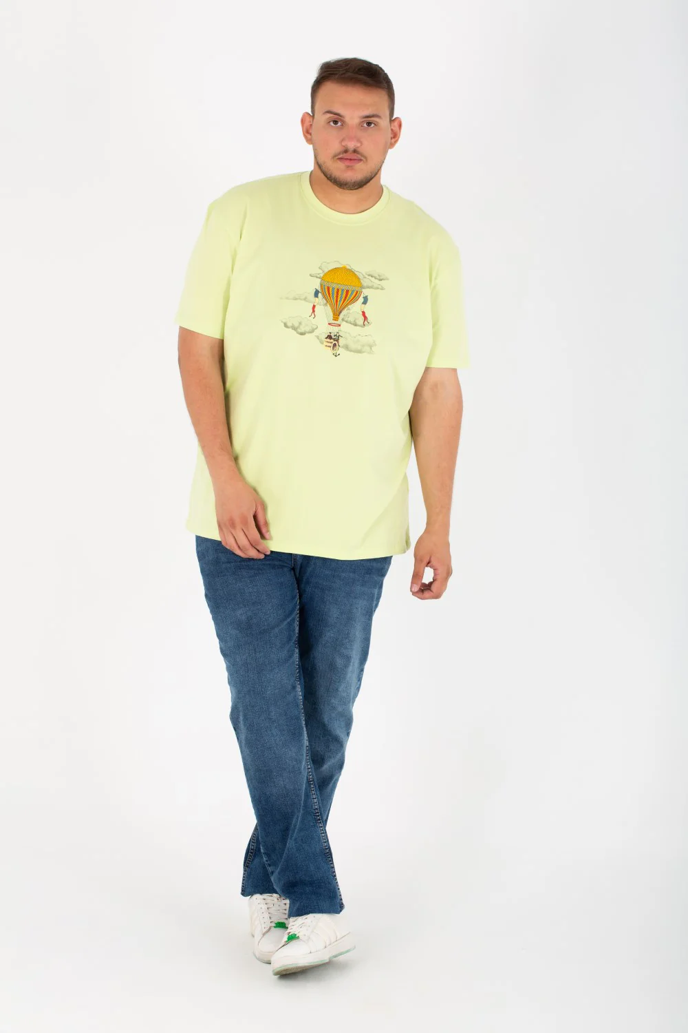Mens Big Size Lycra T-Shirt With Round Neck And Front Print - Image 4