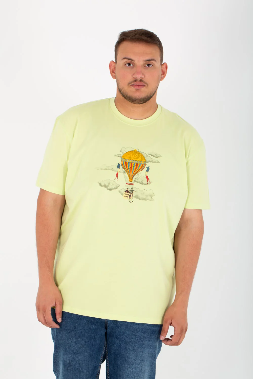Mens Big Size Lycra T-Shirt With Round Neck And Front Print - Image 6
