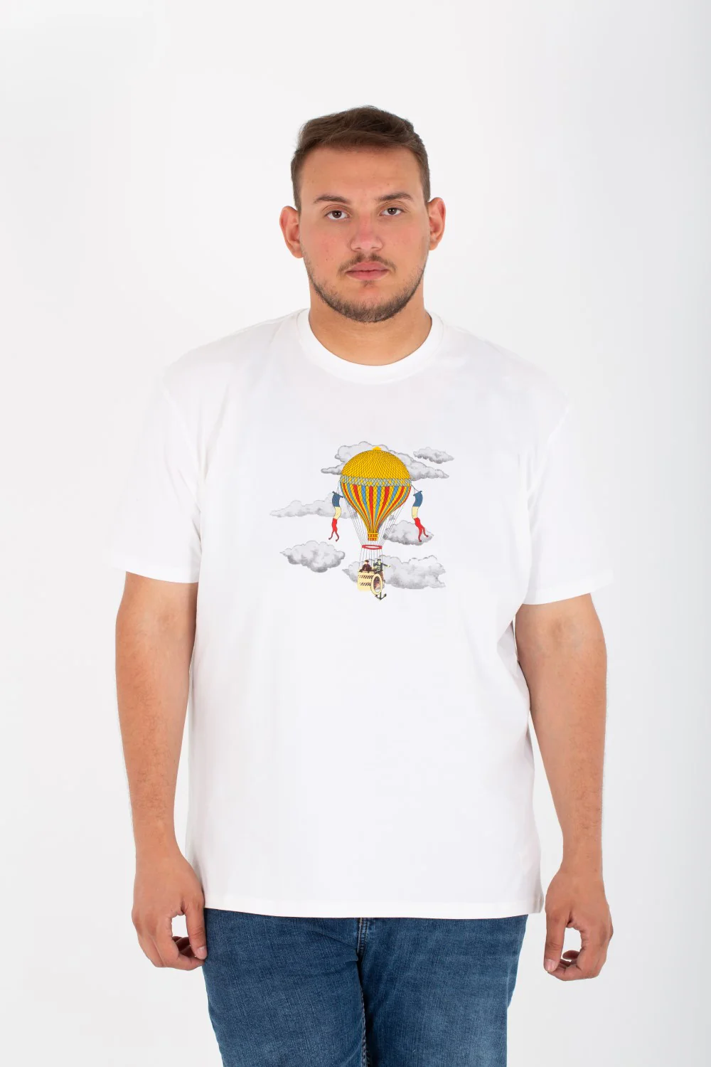 Mens Big Size Lycra T-Shirt With Round Neck And Front Print - Image 9