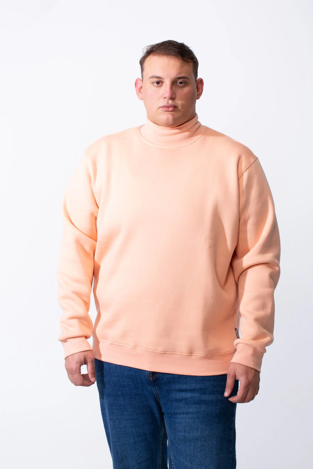 Men's Big Size Mock Neck Design Ribbed Cuffs Versatile Look Sweatshirt - Image 5