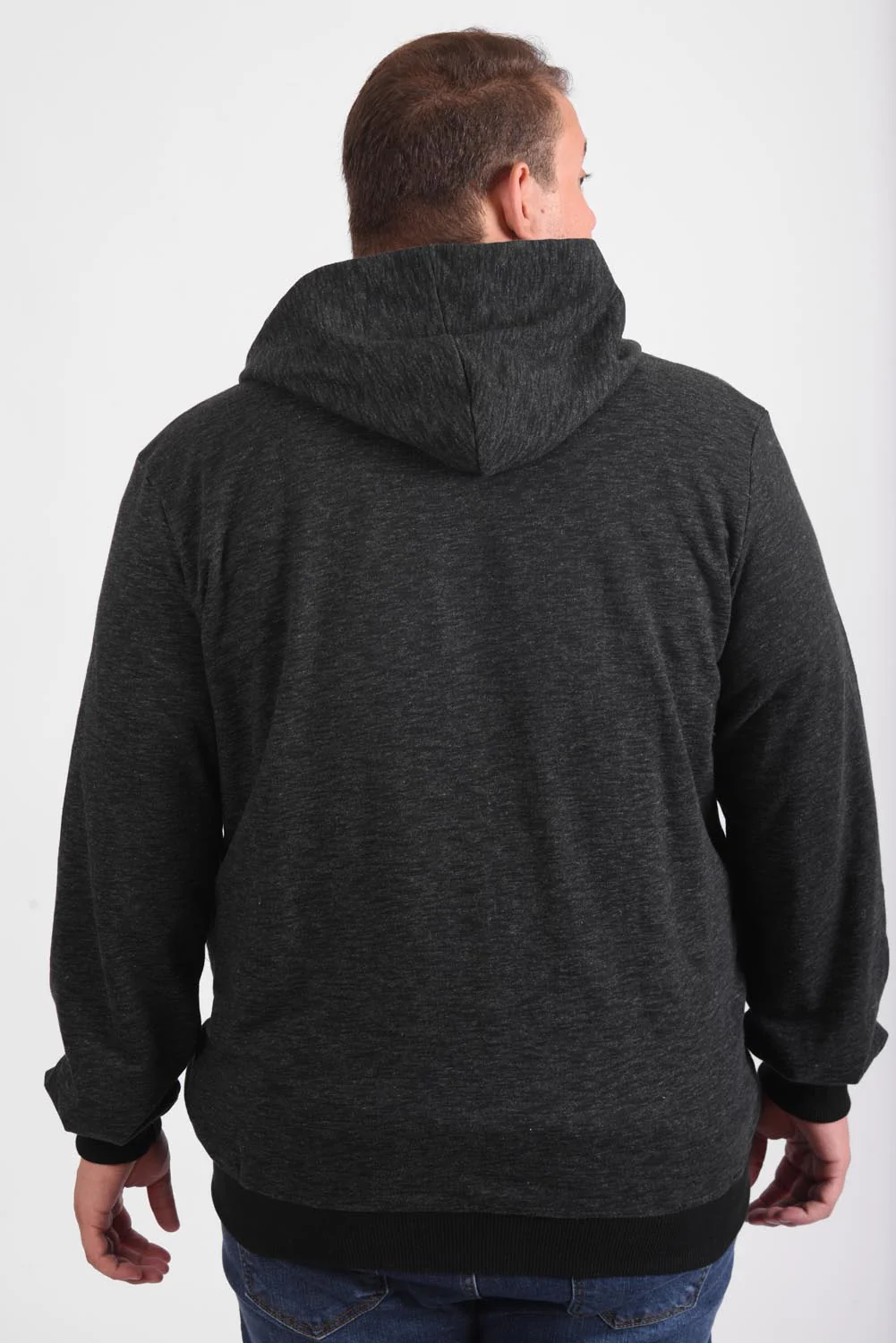 Men's Big Size Padded Hooded Full Zipper Basic Unique Sweatshirt - Image 2