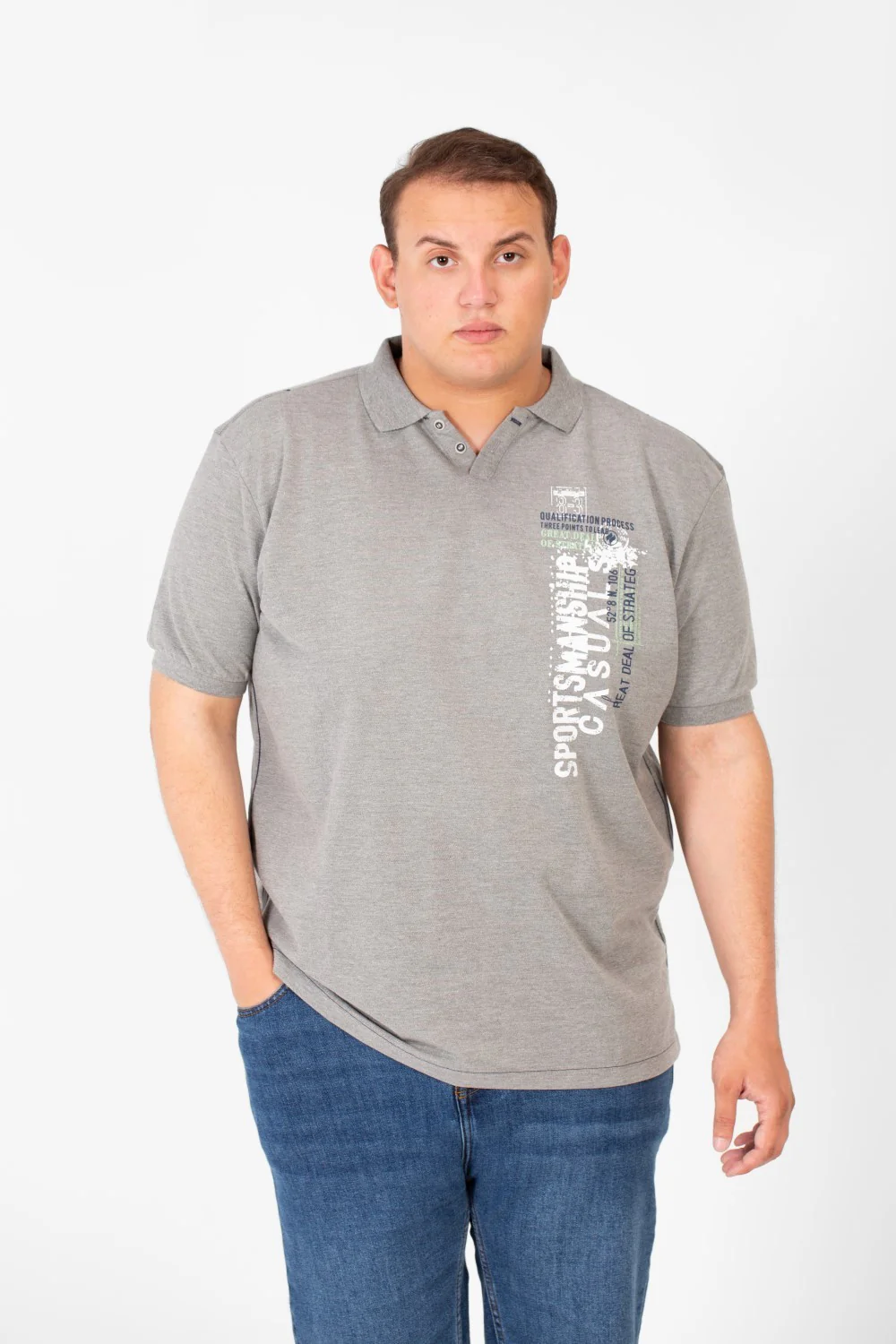 Men's Big Size Polo Short Sleeves T-Shirt Front Printed - Image 5