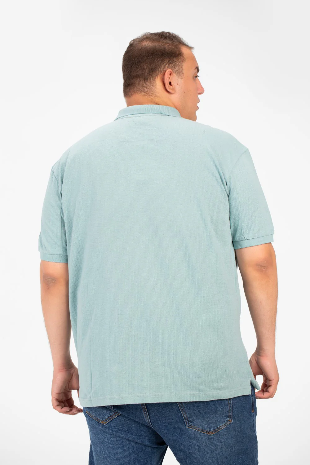 Men's Big Size Polo T-Shirt With Basic Details Short Sleeves Half Zip - Image 2