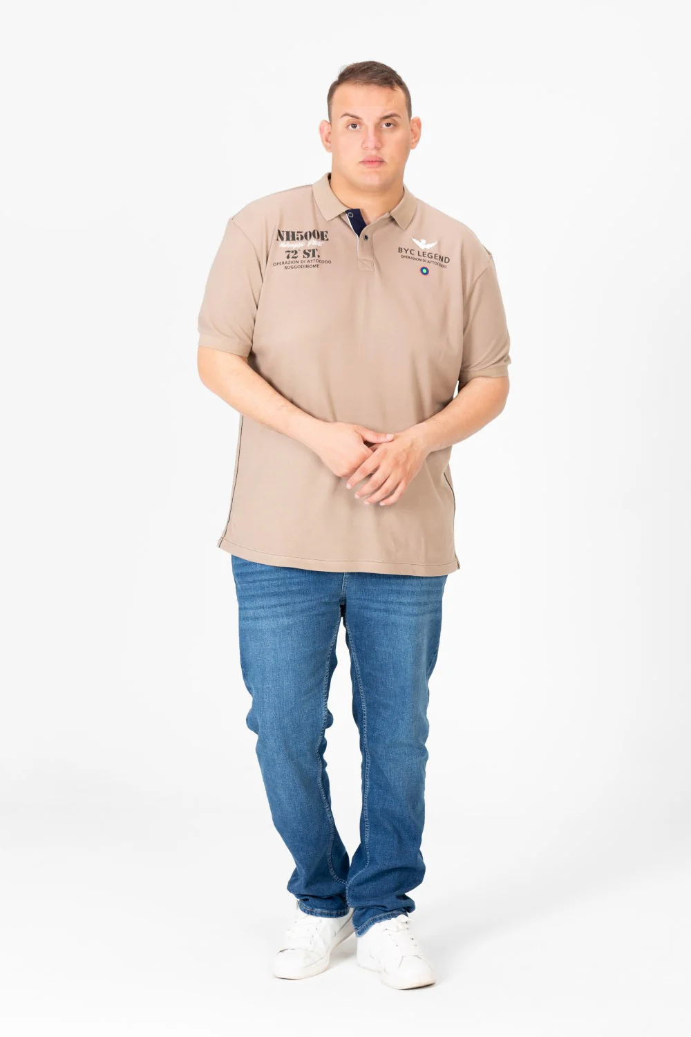 Men's Big Size Printed Half Button Polo T-Shirt - Image 12