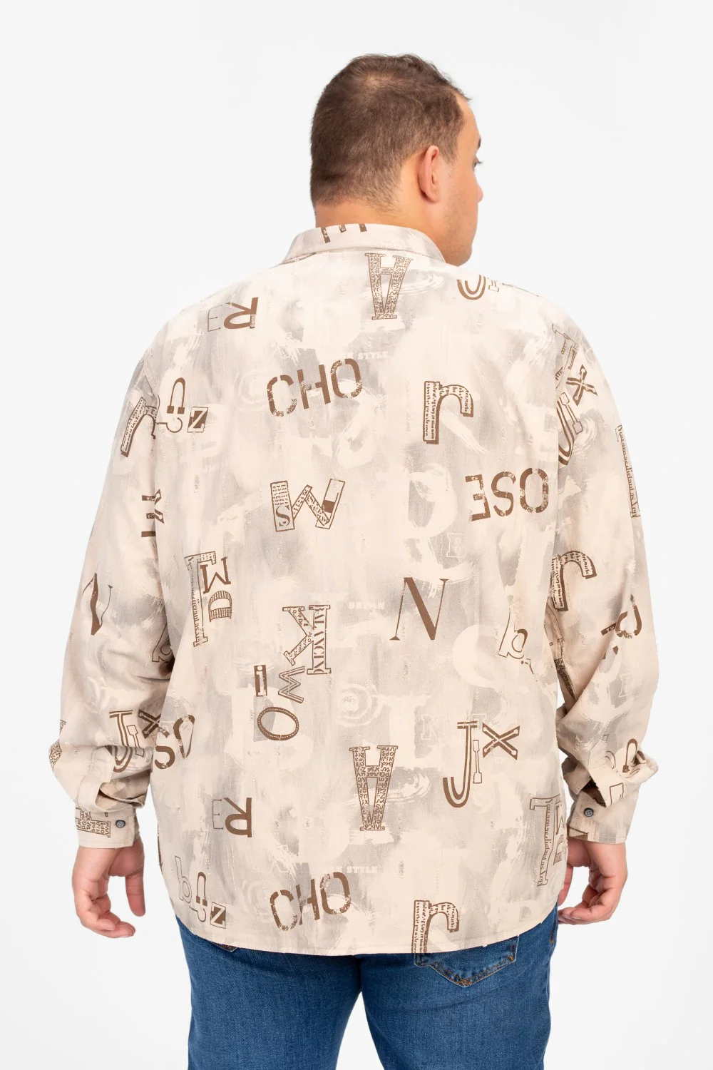 Men's Big Size Printed Long Sleeved Shirt - Image 2
