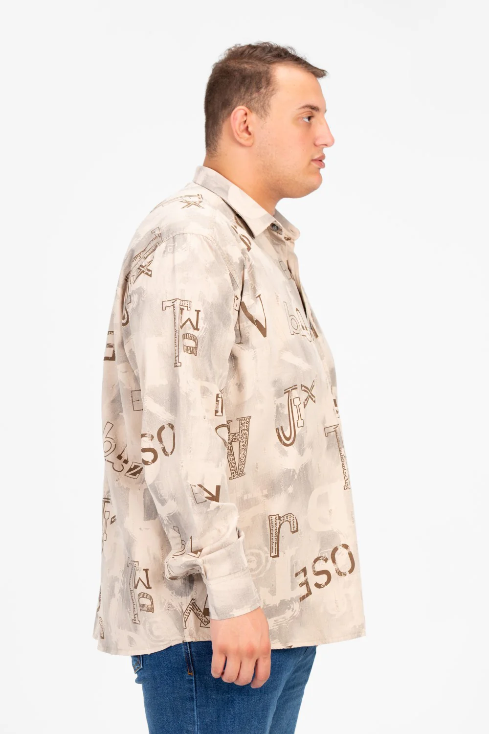 Men's Big Size Printed Long Sleeved Shirt - Image 3