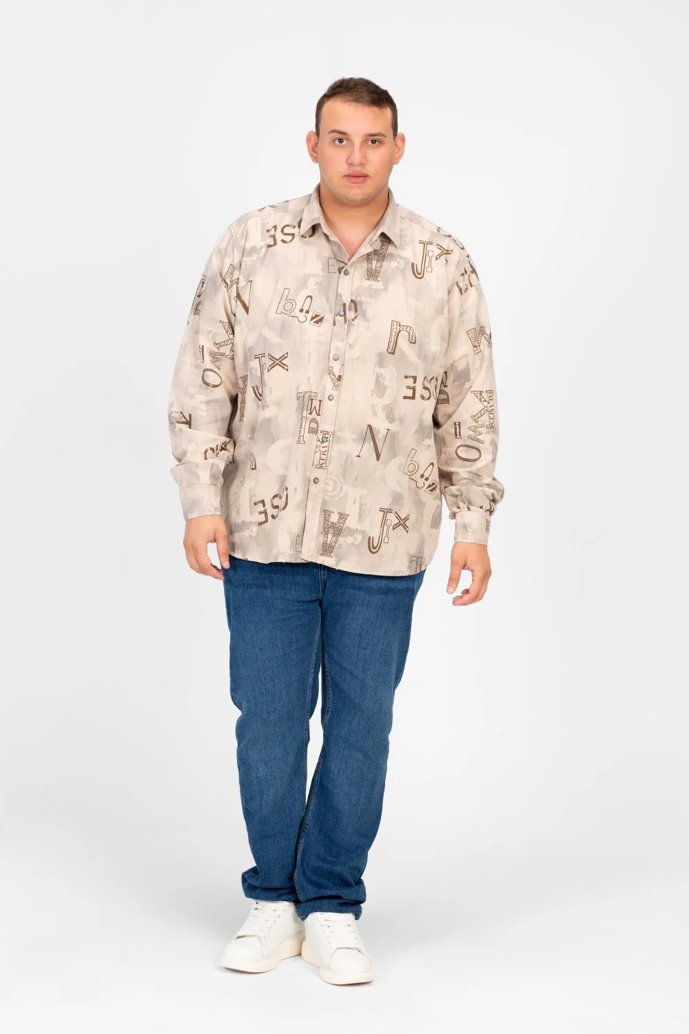Men's Big Size Printed Long Sleeved Shirt - Image 4