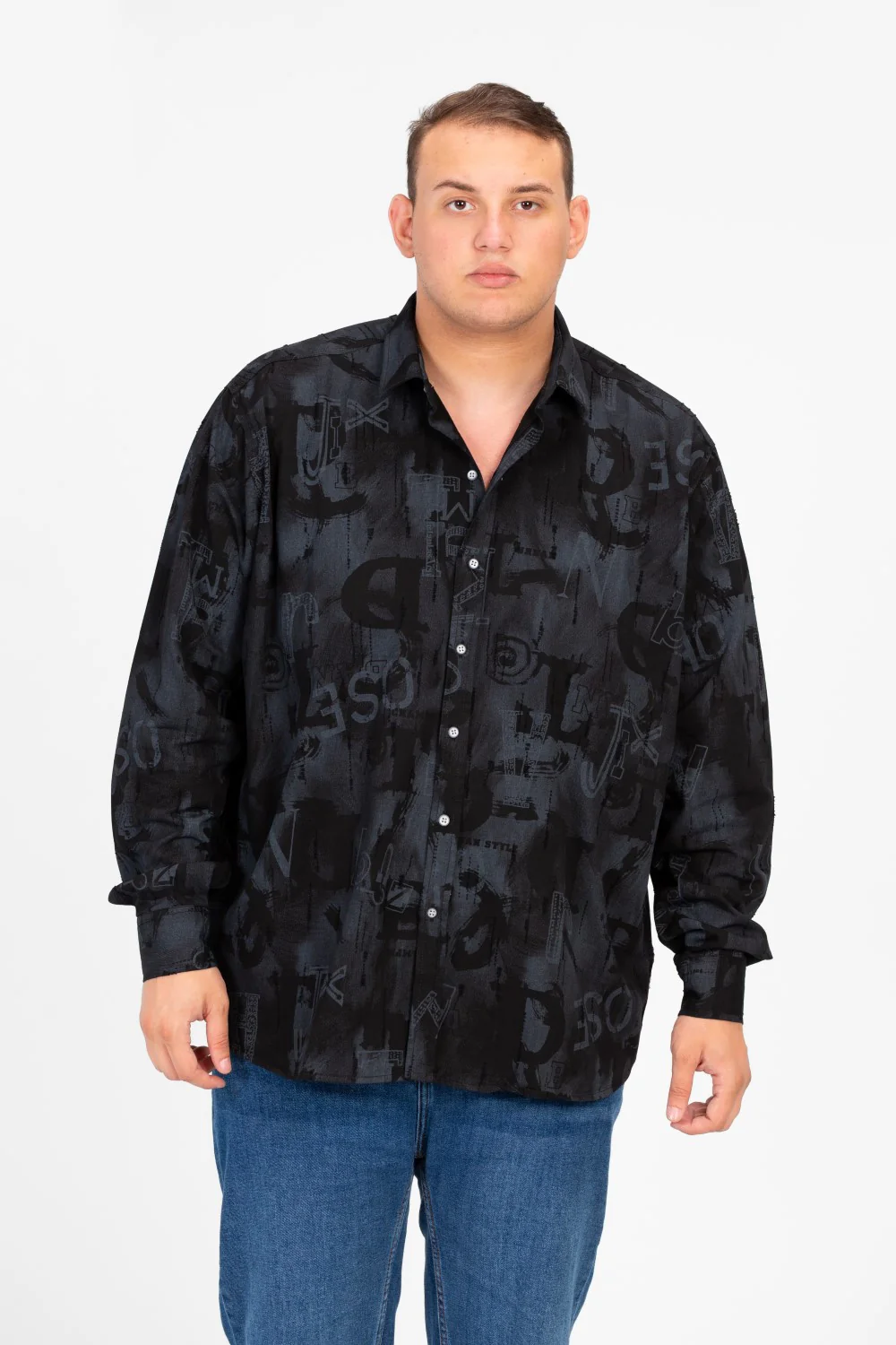 Men's Big Size Printed Long Sleeved Shirt - Image 5