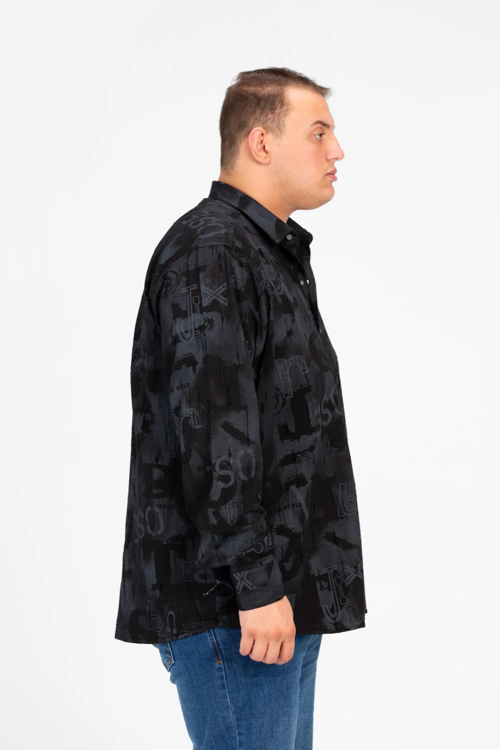 Men's Big Size Printed Long Sleeved Shirt - Image 7