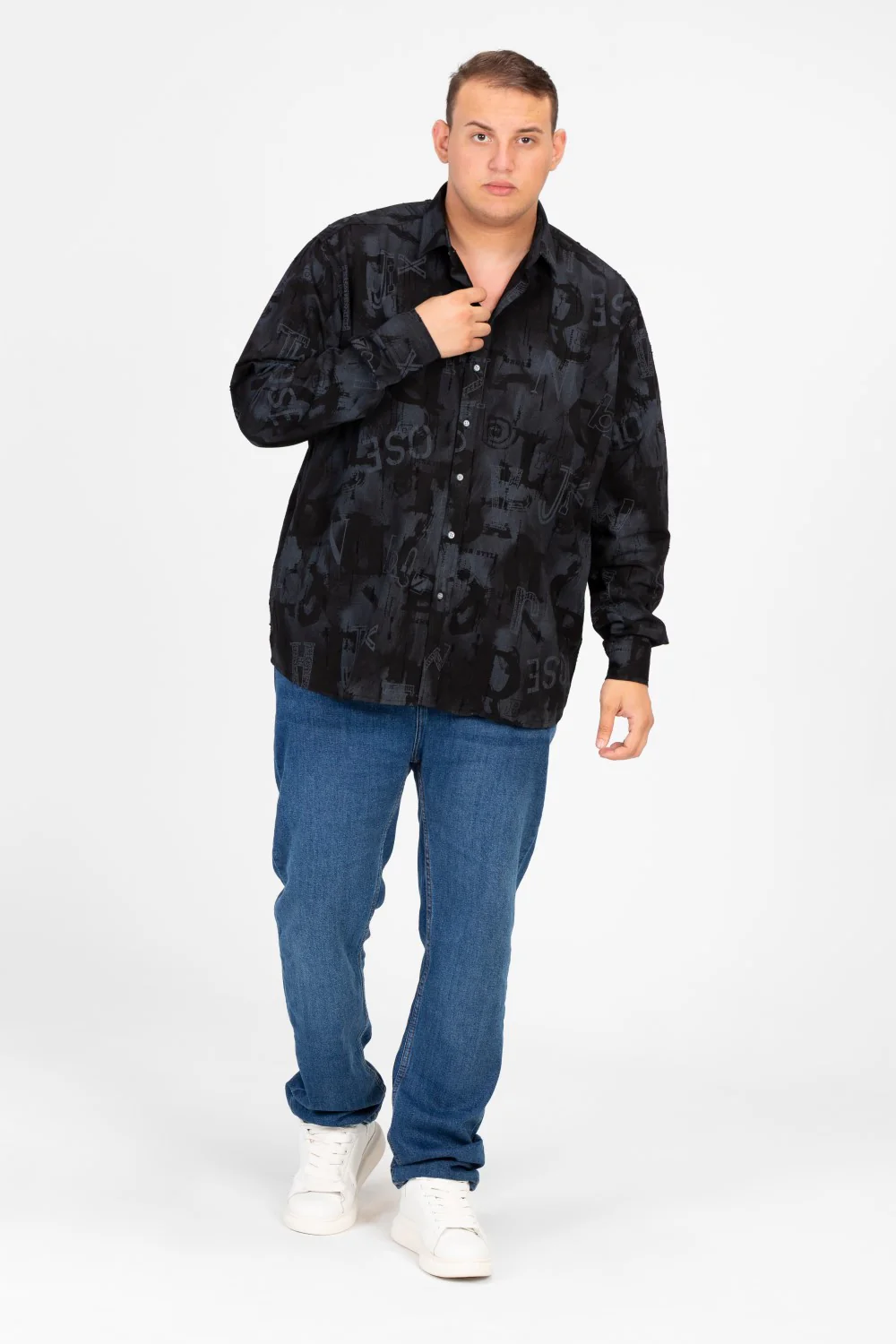 Men's Big Size Printed Long Sleeved Shirt - Image 8