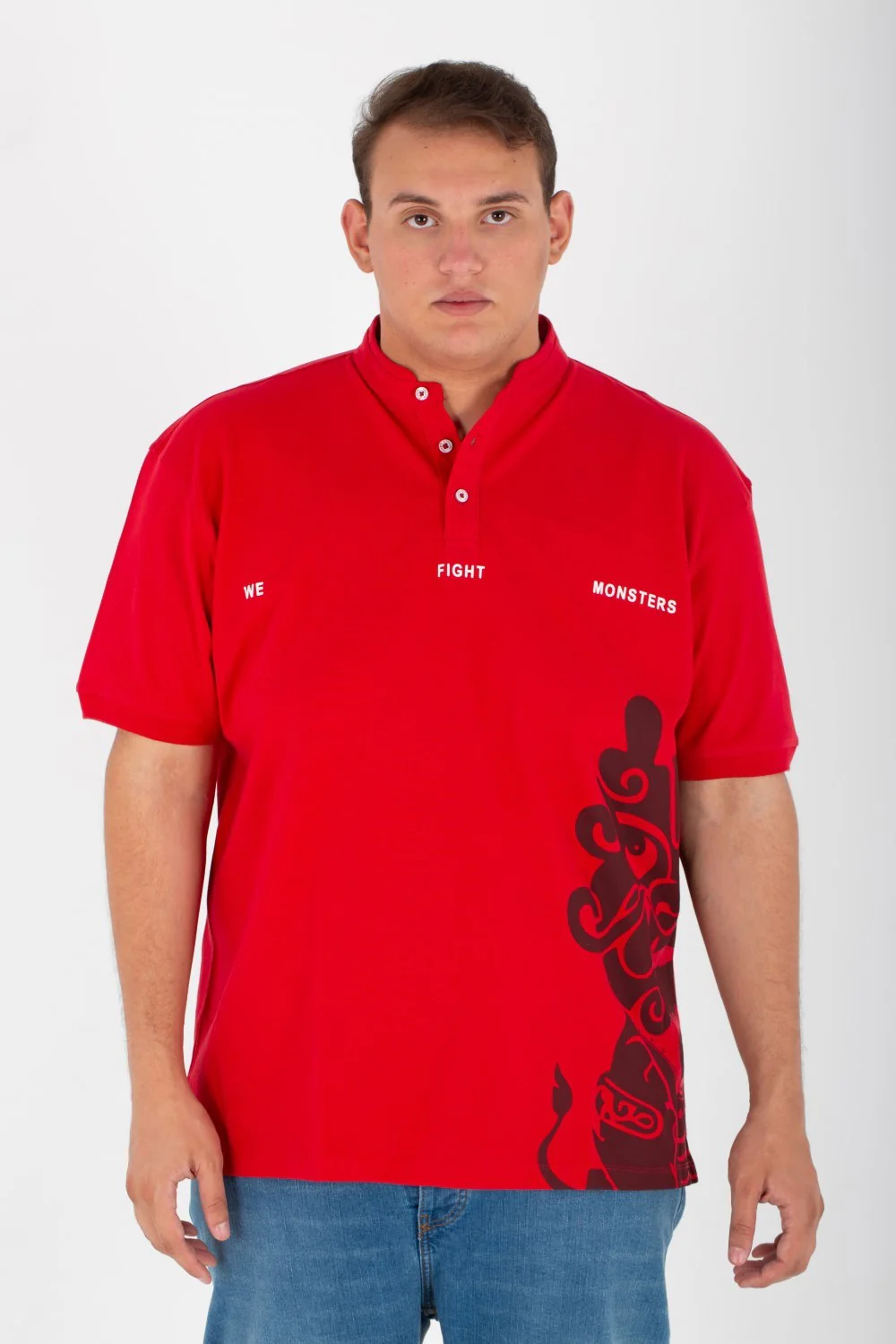 Mens Big Size Printed Polo T-shirt Half Sleeves With Buttons On The Front - Image 12