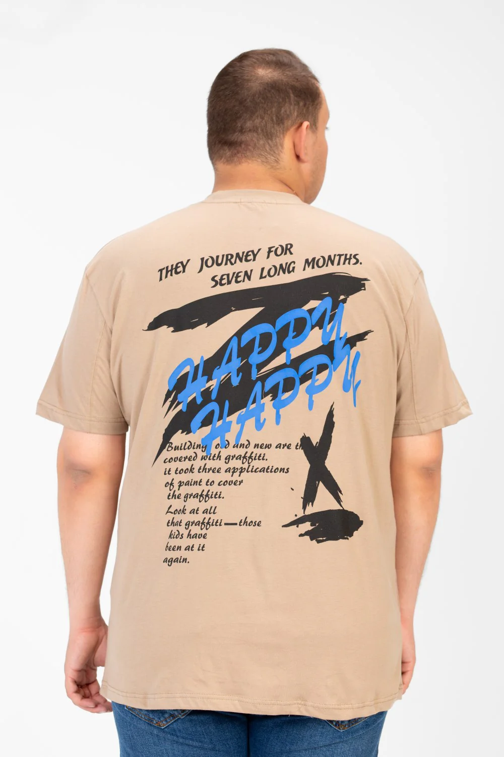 Men's Big Size Printed Round Neck T-shirt With Short Sleeves - Image 2