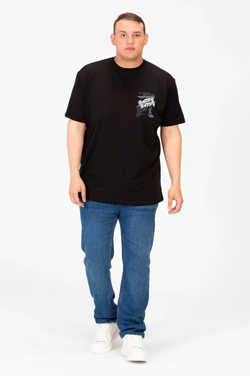 Men's Big Size Printed Round Neck T-shirt With Short Sleeves - Image 8