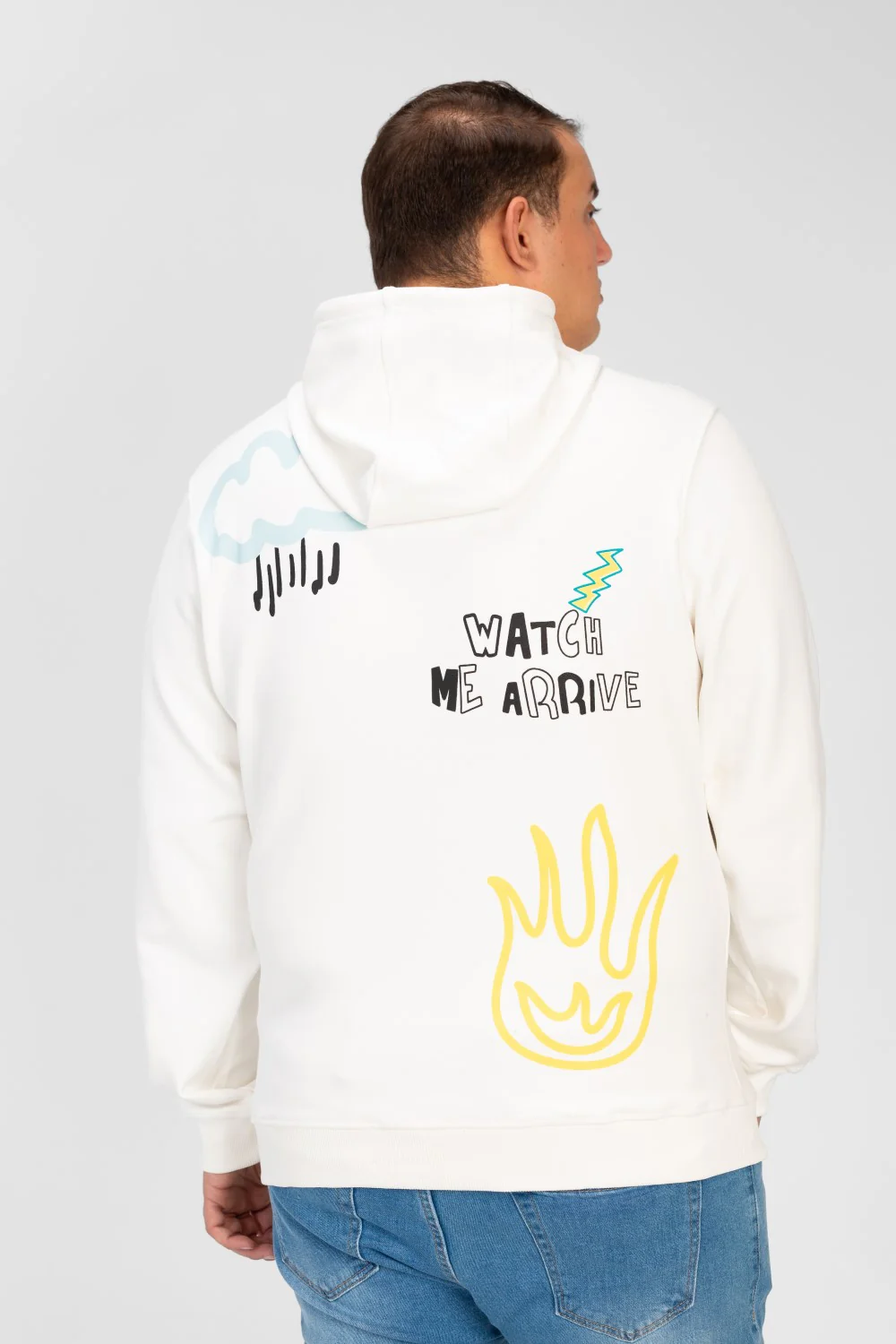 Men's Big Size Printed Sweatshirt With Kangaroo Pocket - Image 2