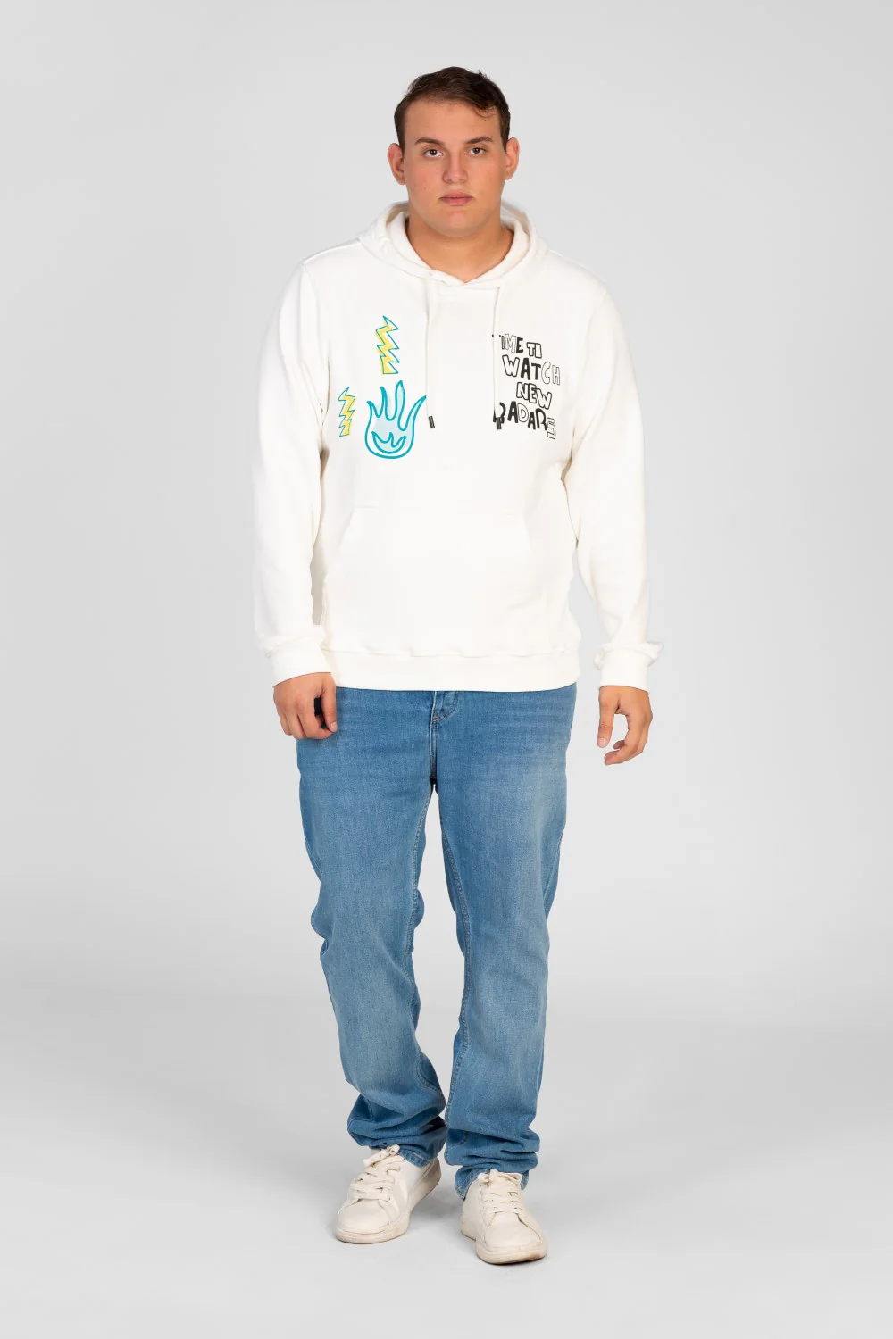 Men's Big Size Printed Sweatshirt With Kangaroo Pocket - Image 4