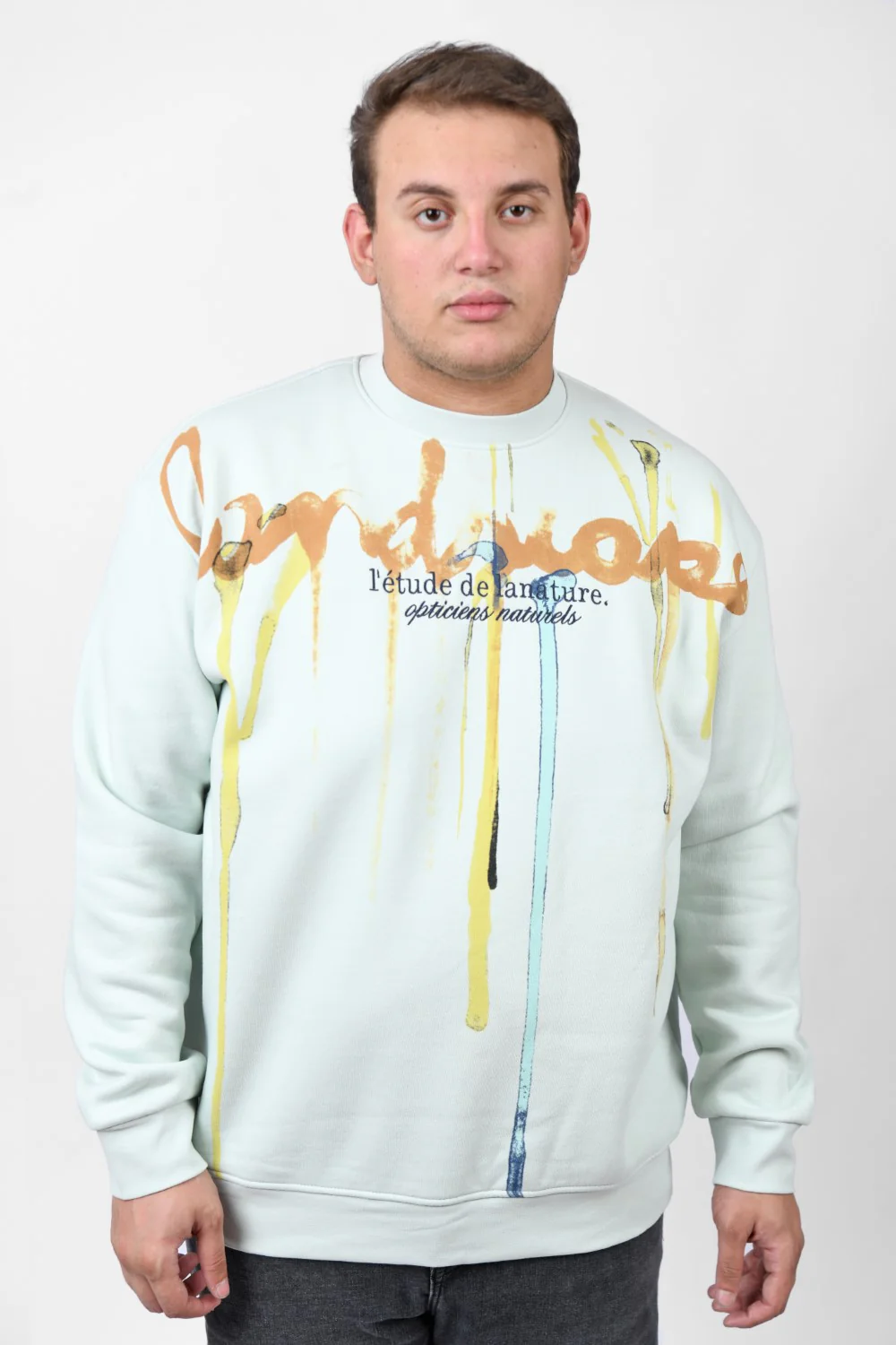 Men's Big Size Regular Fit Made Of Comfort Melton Padded Front Printed Sweatshirt - Image 6