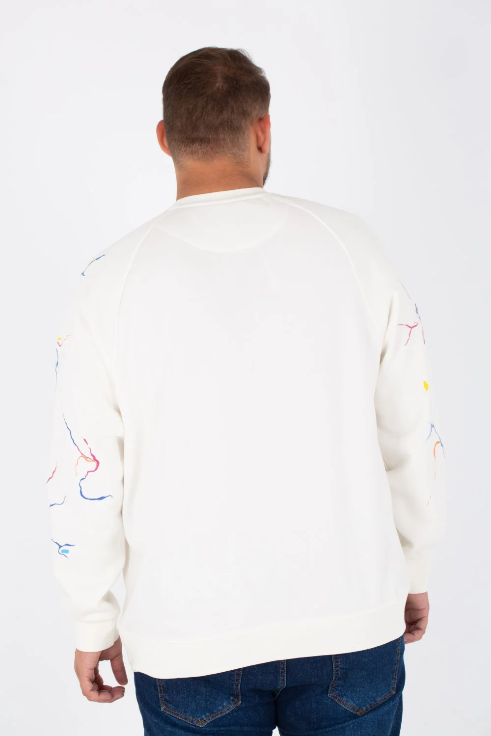 Men's Big Size Round Melton Sweatshirt With Tomato Print - Image 5