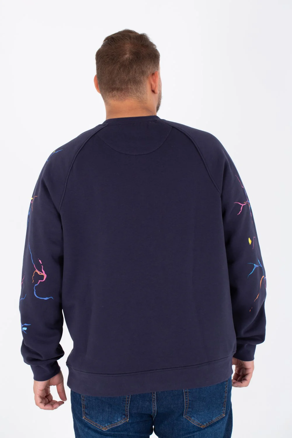 Men's Big Size Round Melton Sweatshirt With Tomato Print - Image 8