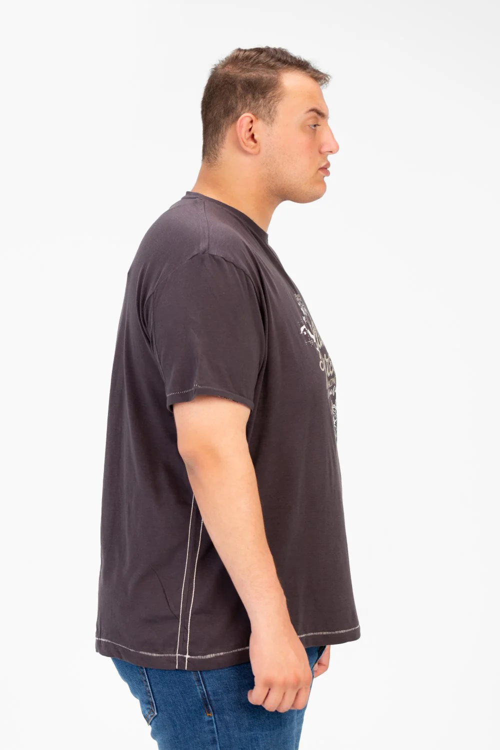 Men's Big Size Round Neck Printed Short Sleeve T-Shirt - Image 3