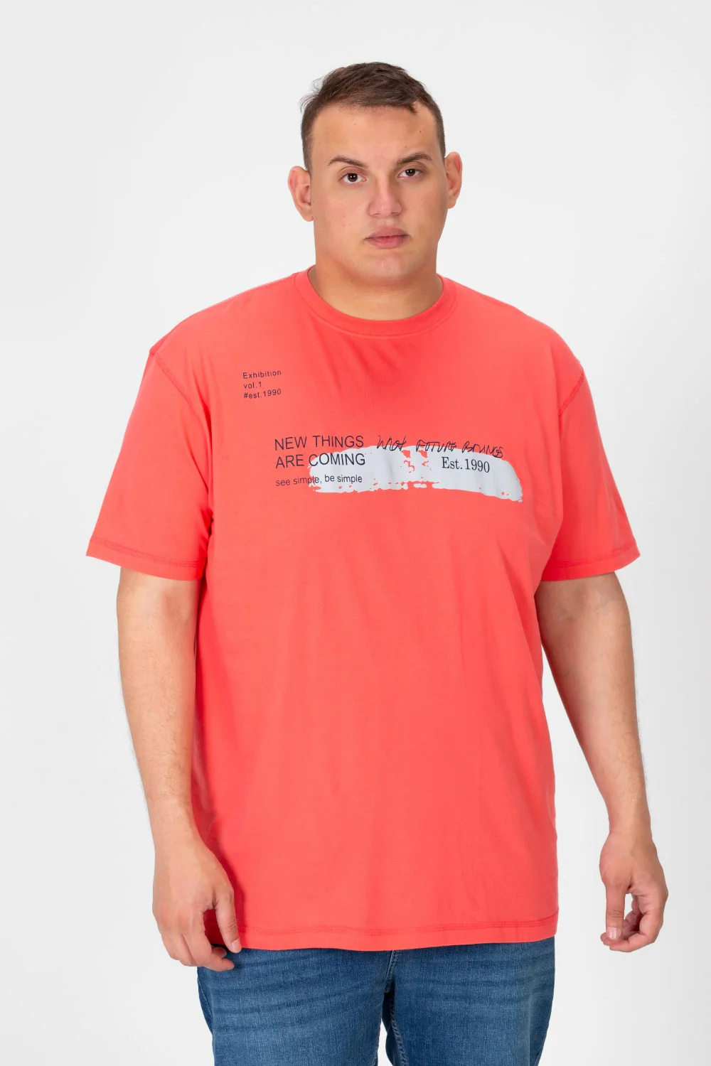 Men's Big Size Round Neck Printed T-shirt
