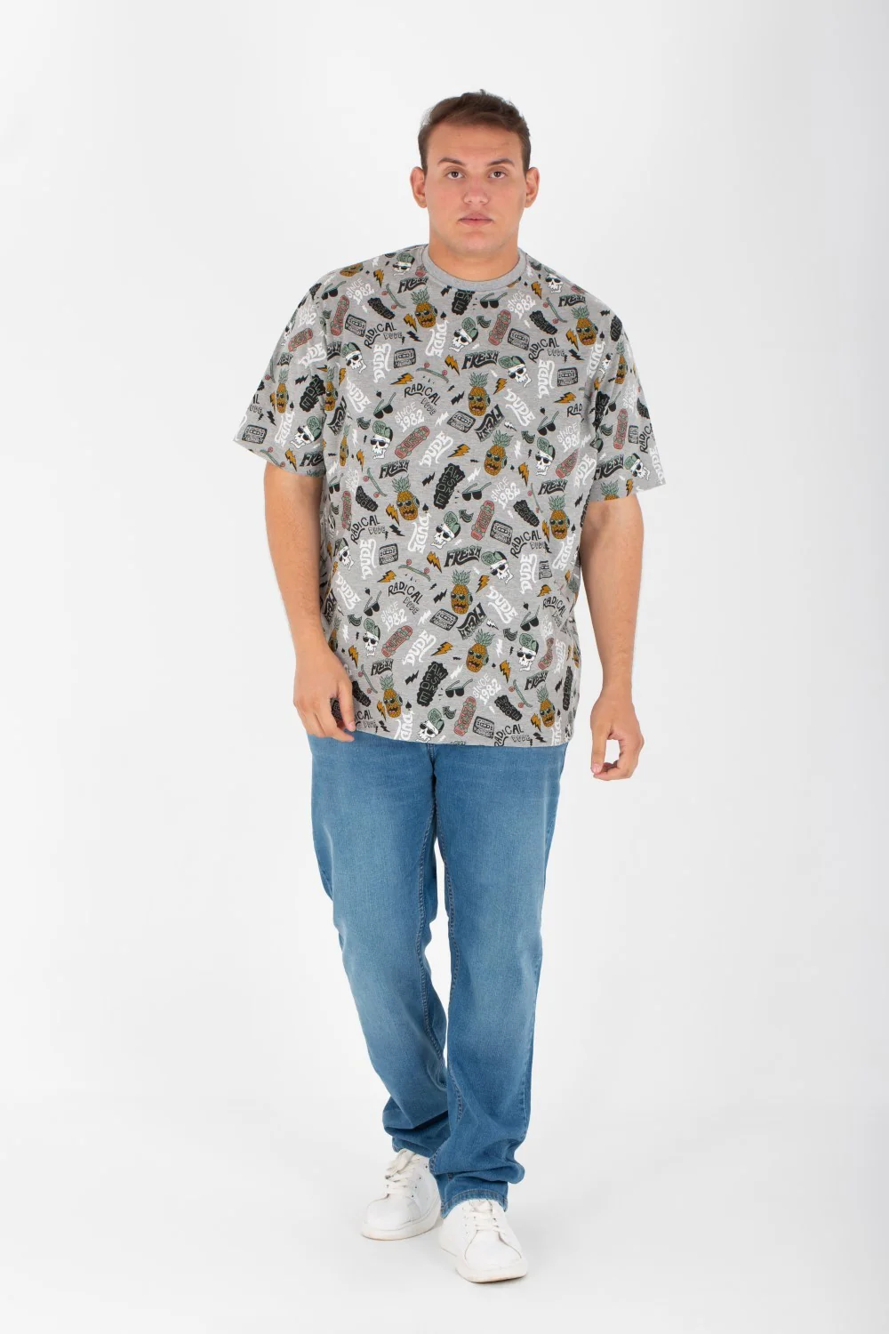 Men's Big Size Round Neck Short Sleeve Printed T-shirt - Image 3