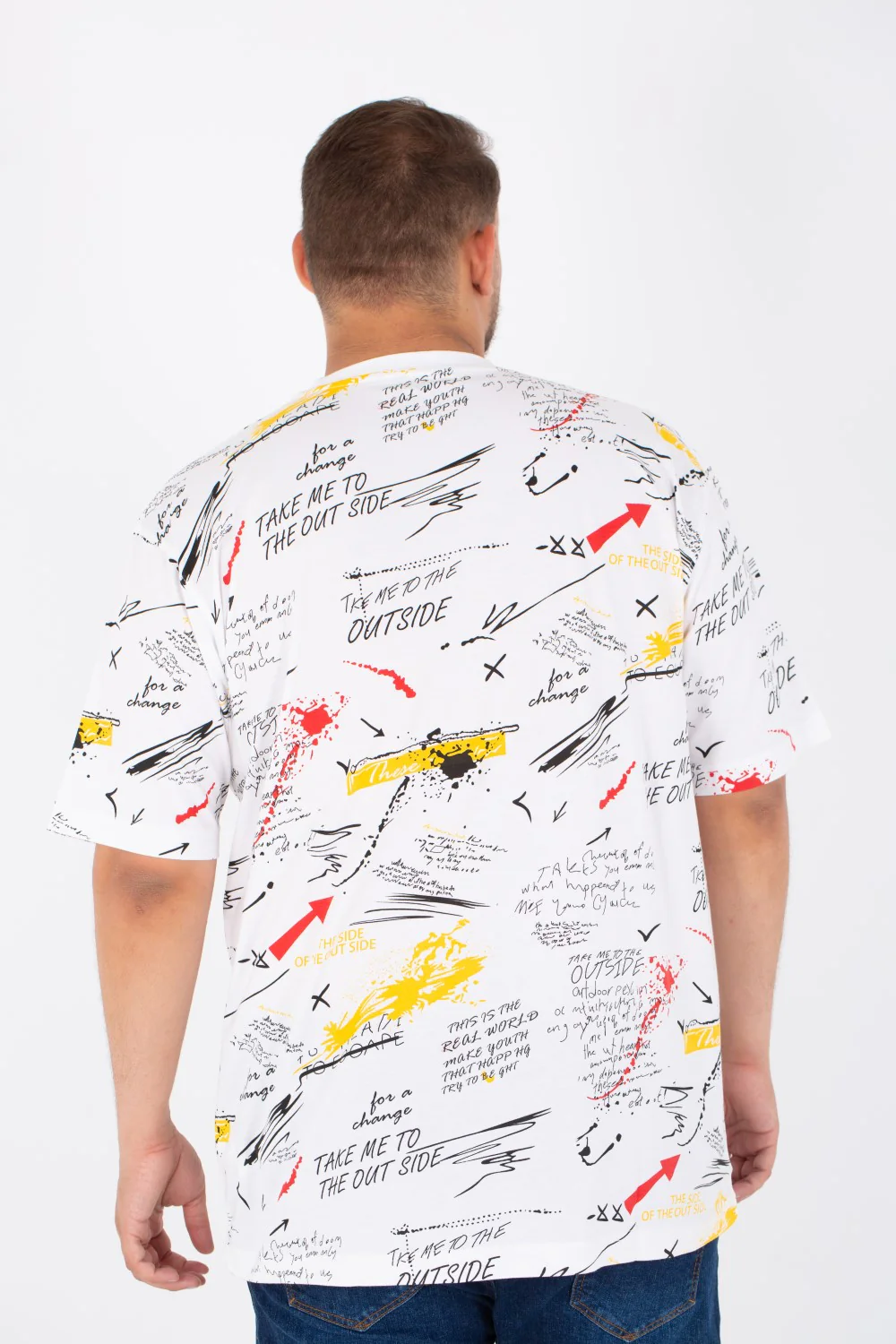 Men's Big Size Round Neck Short Sleeved T-Shirt With Full Print - Image 8