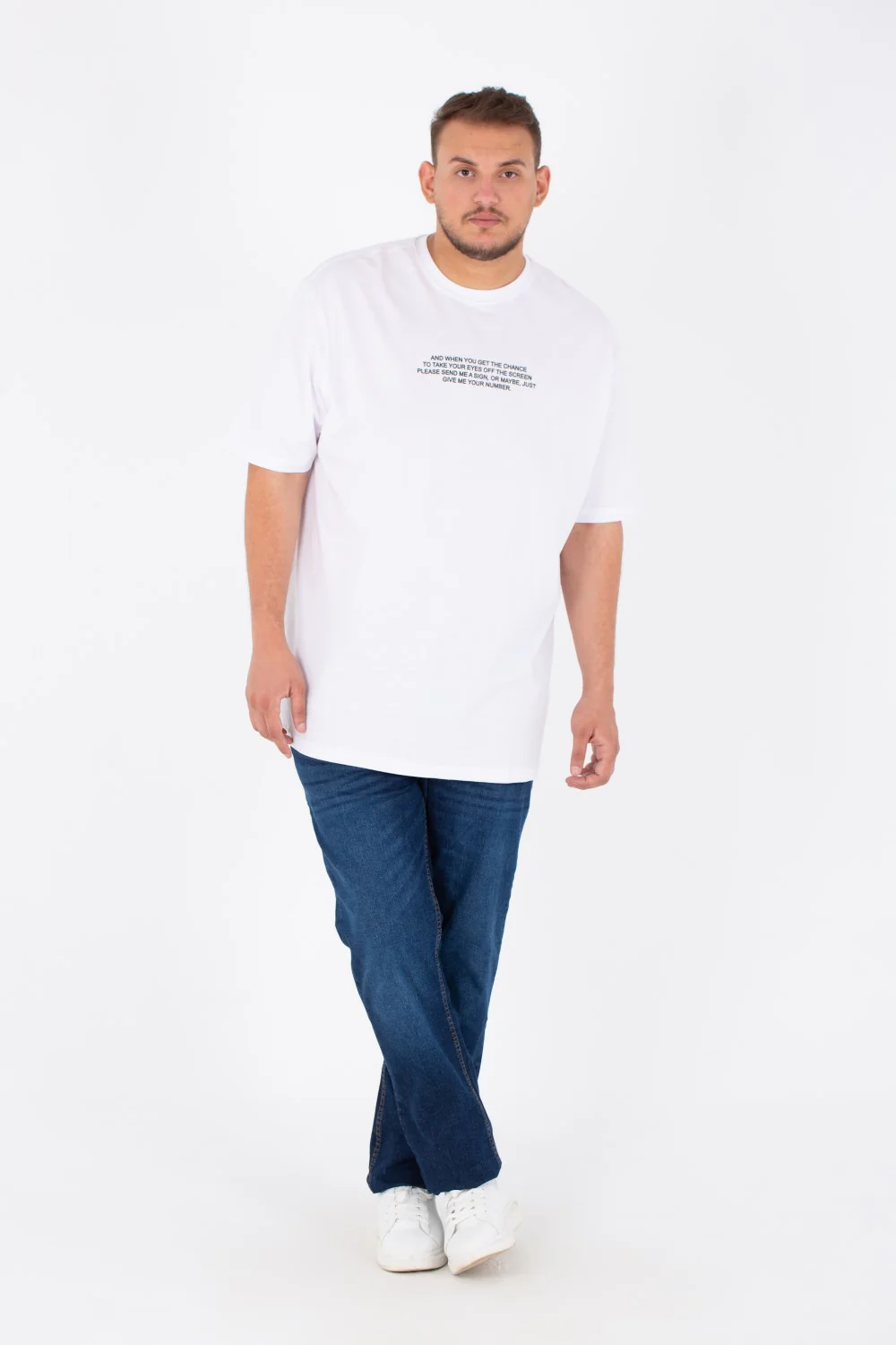 Men's Big Size Round Neck Short Sleeves Jakar T-Shirt With Front & Back Print