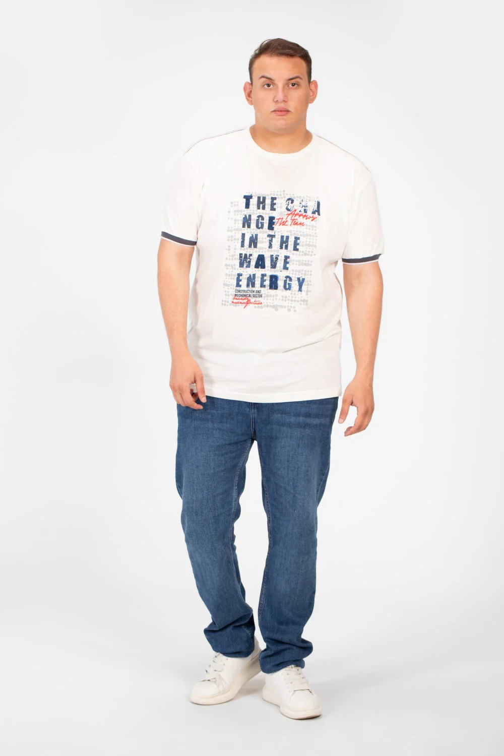 Men's Big Size Round Neck T-shirt With Front Print And Short Sleeves - Image 12