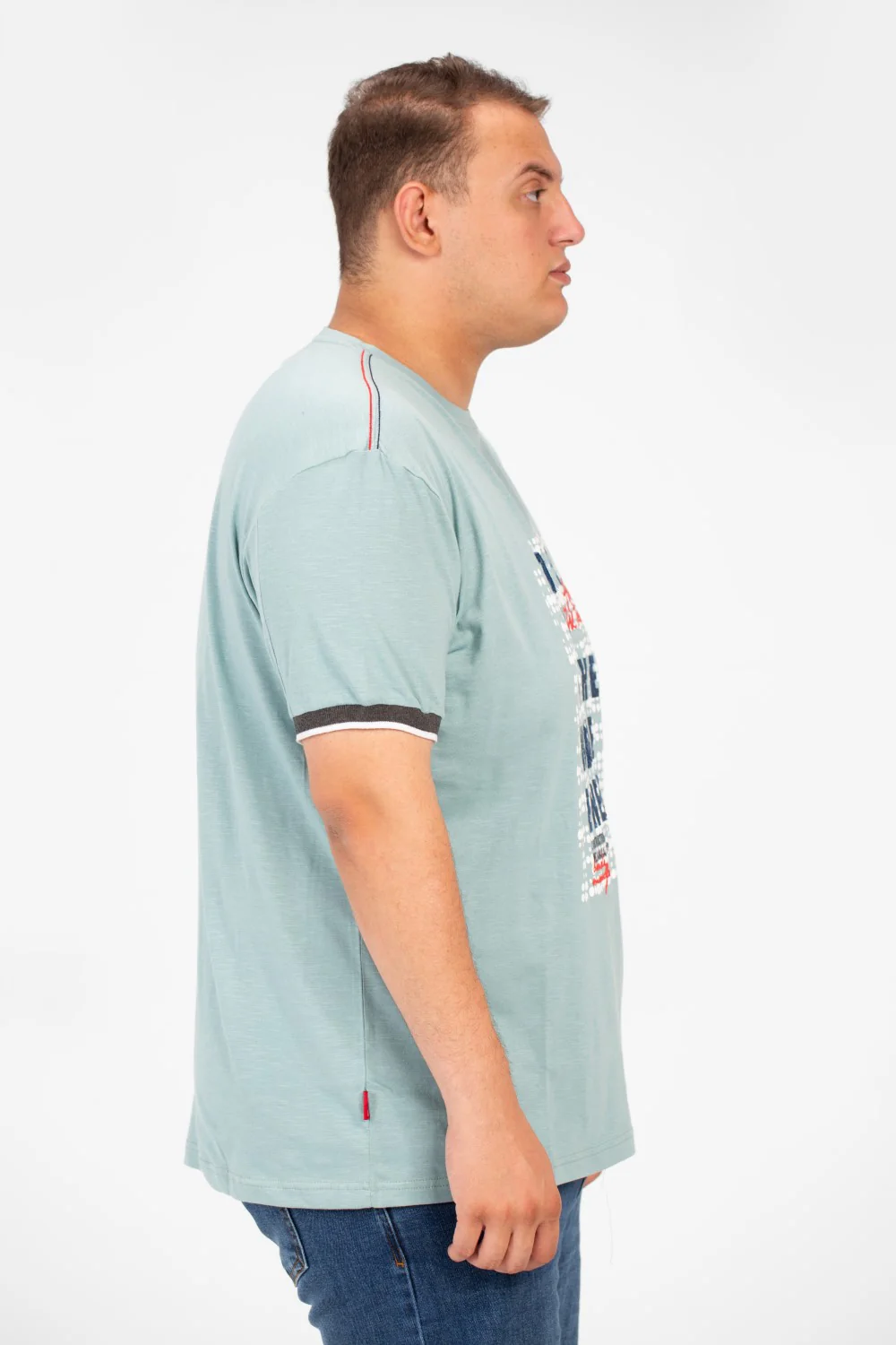 Men's Big Size Round Neck T-shirt With Front Print And Short Sleeves - Image 7